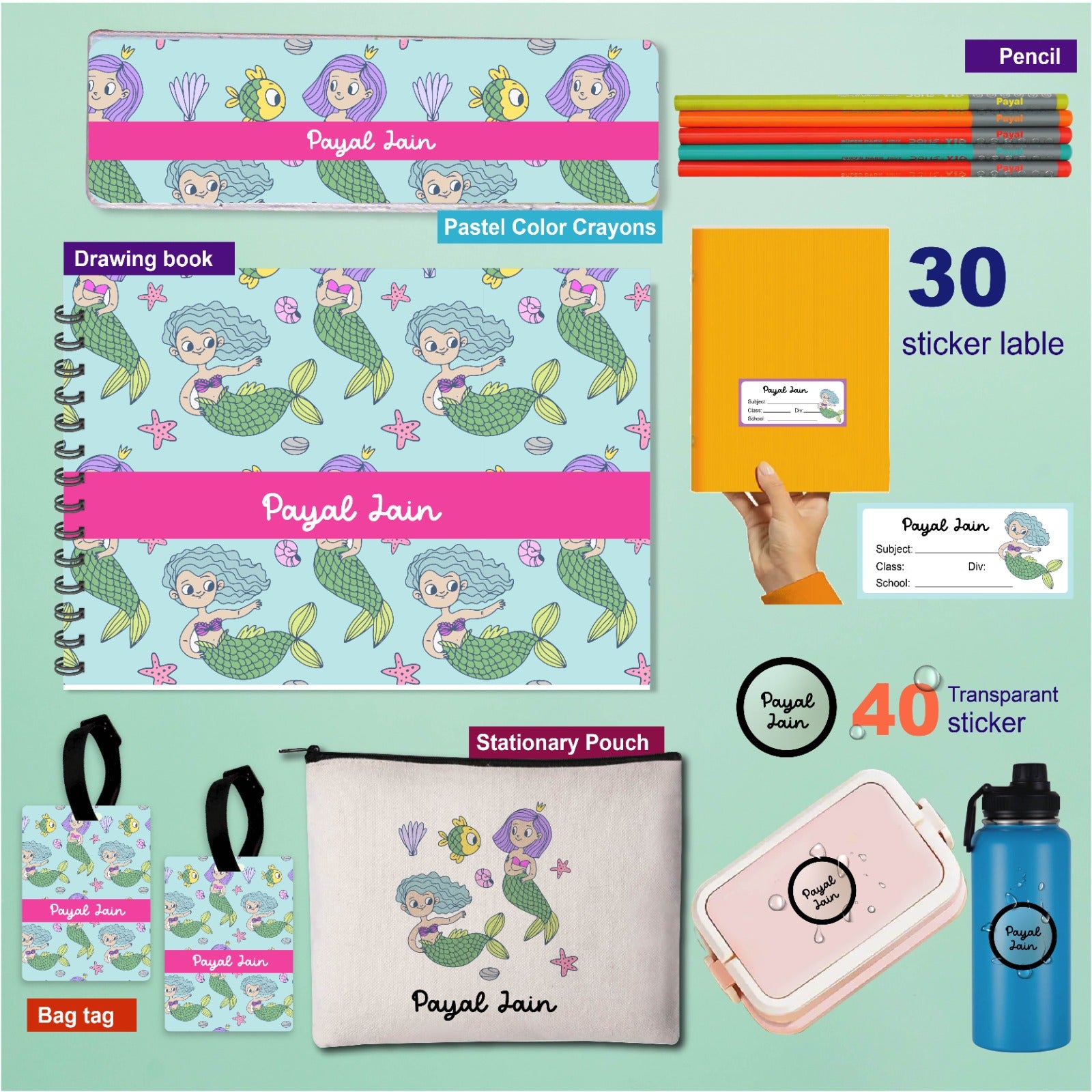 Personalised Back to School Essentials Combo for girls Personalised Back to School Essentials Combo for girls