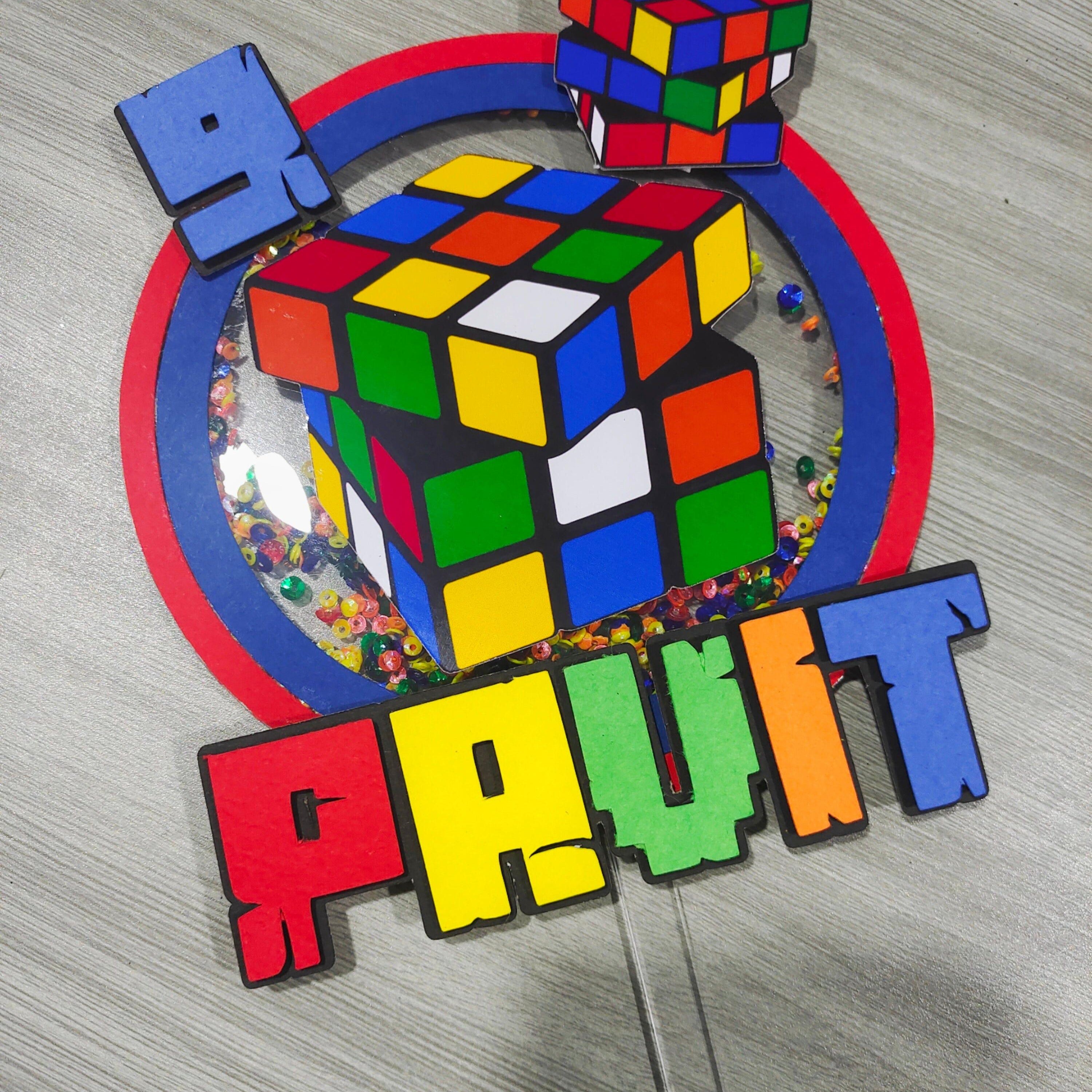 Rubik's Cube Shaker Cake Topper HANDCRAFTED Pretty UR Party