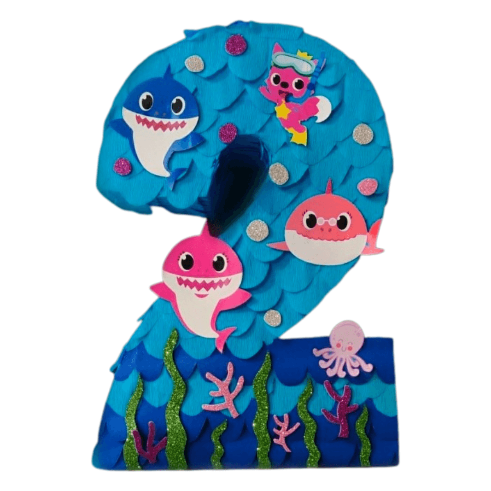 Handcrafted Baby Shark theme Pinata HANDCRAFTED PRETTY UR PARTY