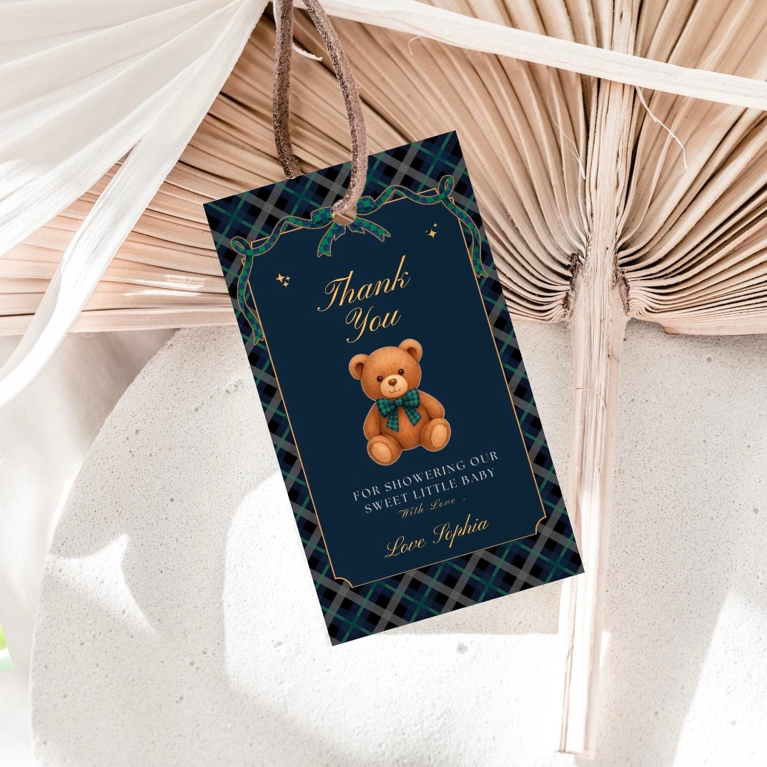 Preppy Teddy Bear theme Thank you tags Preppy Teddy Bear theme Thank you tags