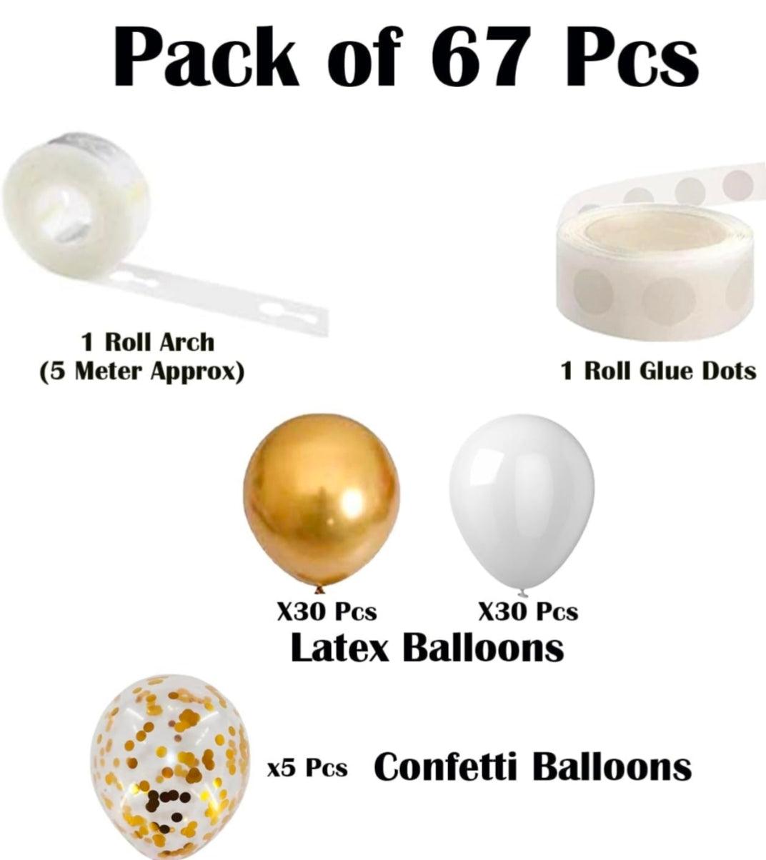 Chrome Gold and White Balloons Kit - Pack of 67 pieces DECORATIONS Pretty UR Party