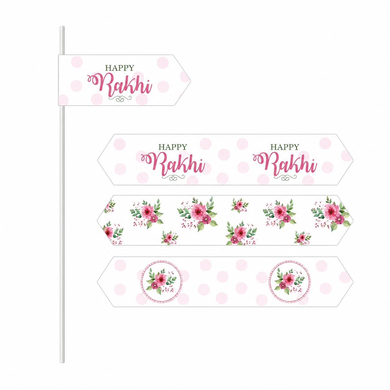 Pink and Green Floral Rakhi Drink Straws Pink and Green Floral Rakhi Drink Straws