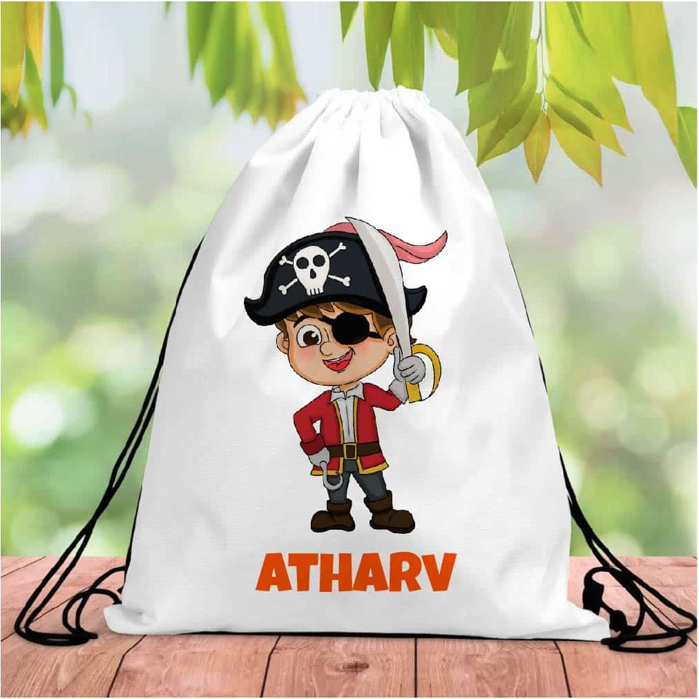 Personalised Pirate Drawstring Bag RETURN GIFTS PRETTY UR PARTY