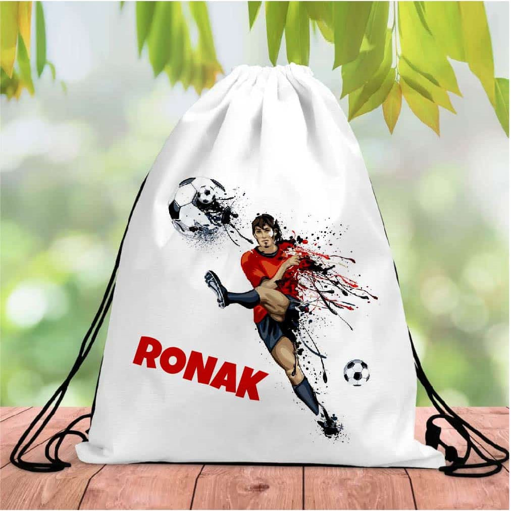Personalised Soccer Drawstring Bag RETURN GIFTS PRETTY UR PARTY