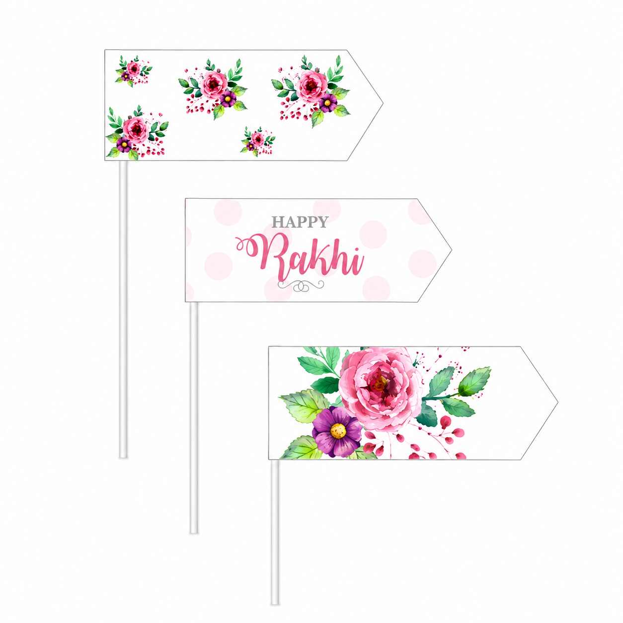 Pink and Green Floral Rakhi Picks Pink and Green Floral Rakhi Picks
