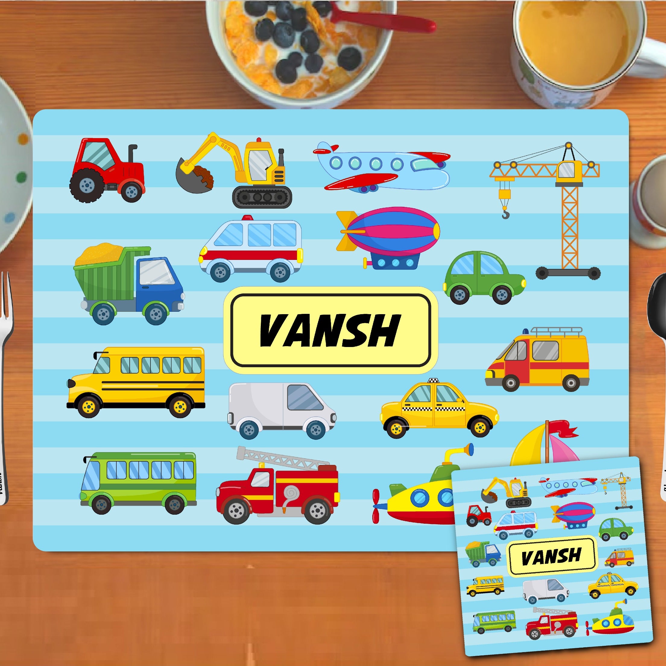Vehicles theme Placemat combo Vehicles theme Placemat combo