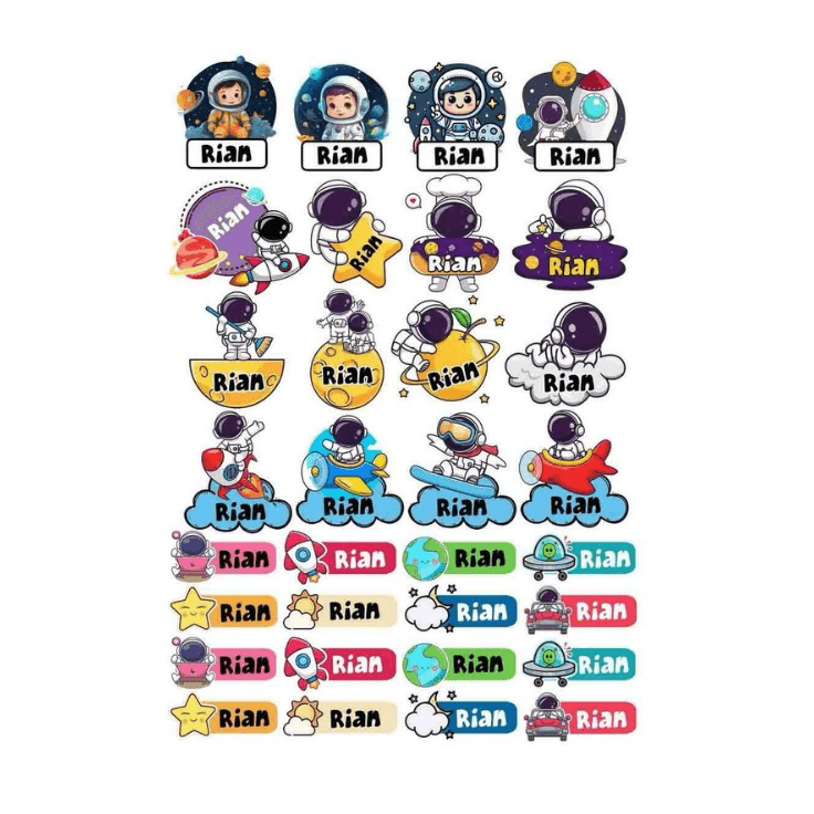 Space theme Sticker Labels - Pack of 31 BACK TO SCHOOL PRETTY UR PARTY