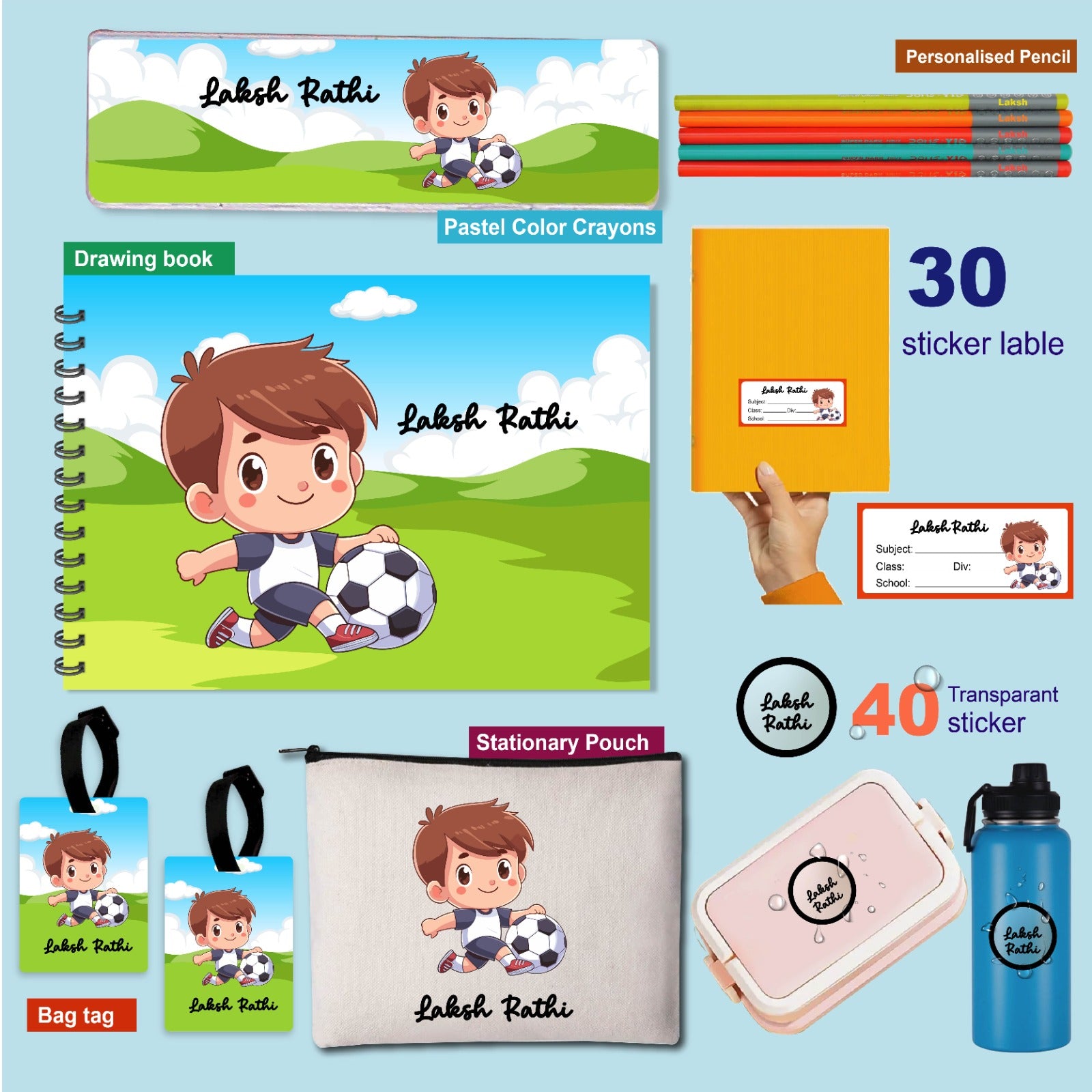 Personalised Back to School Essentials Combo for Boys Personalised Back to School Essentials Combo for Boys