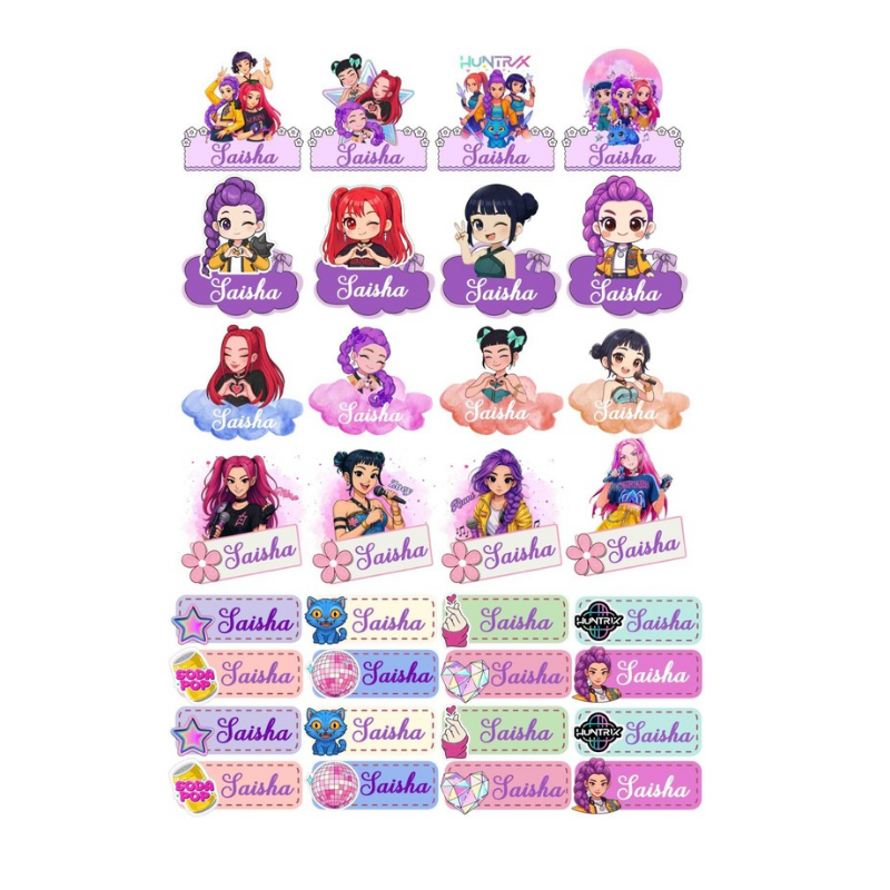 K-pop Demon Hunters theme Sticker Labels - Pack of 31 K-pop Demon Hunters theme Sticker Labels - Pack of 31