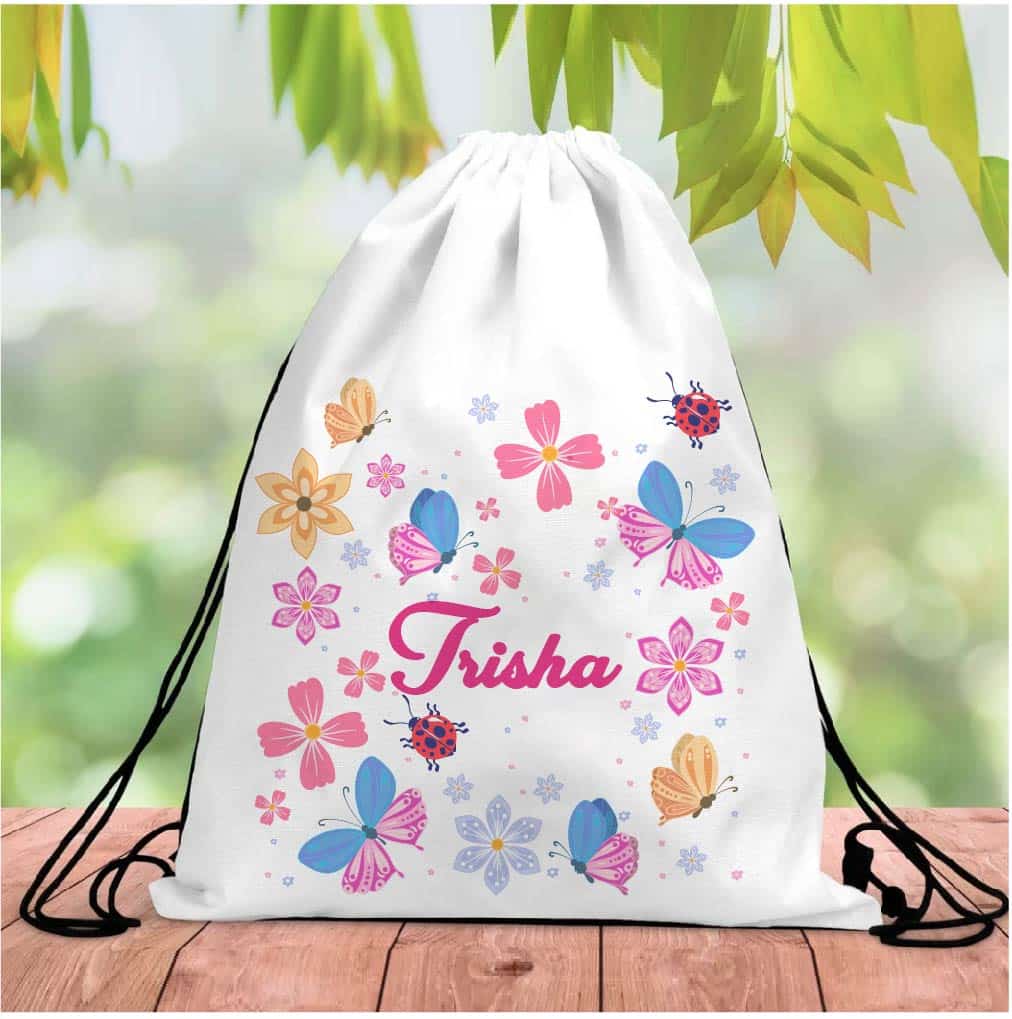 Personalised Butterfly Drawstring Bag RETURN GIFTS PRETTY UR PARTY