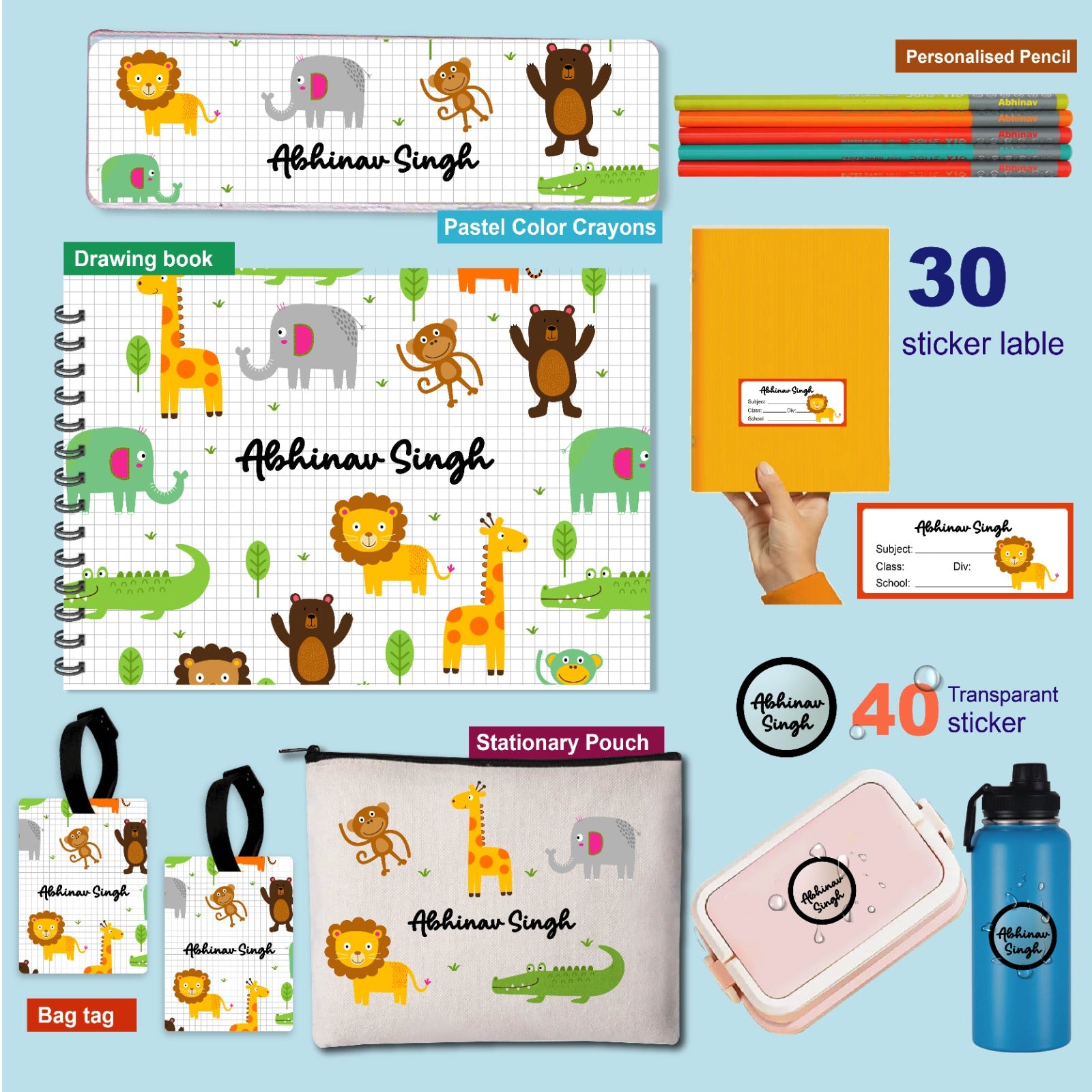 Personalised Back to School Essentials Combo for Boys Personalised Back to School Essentials Combo for Boys
