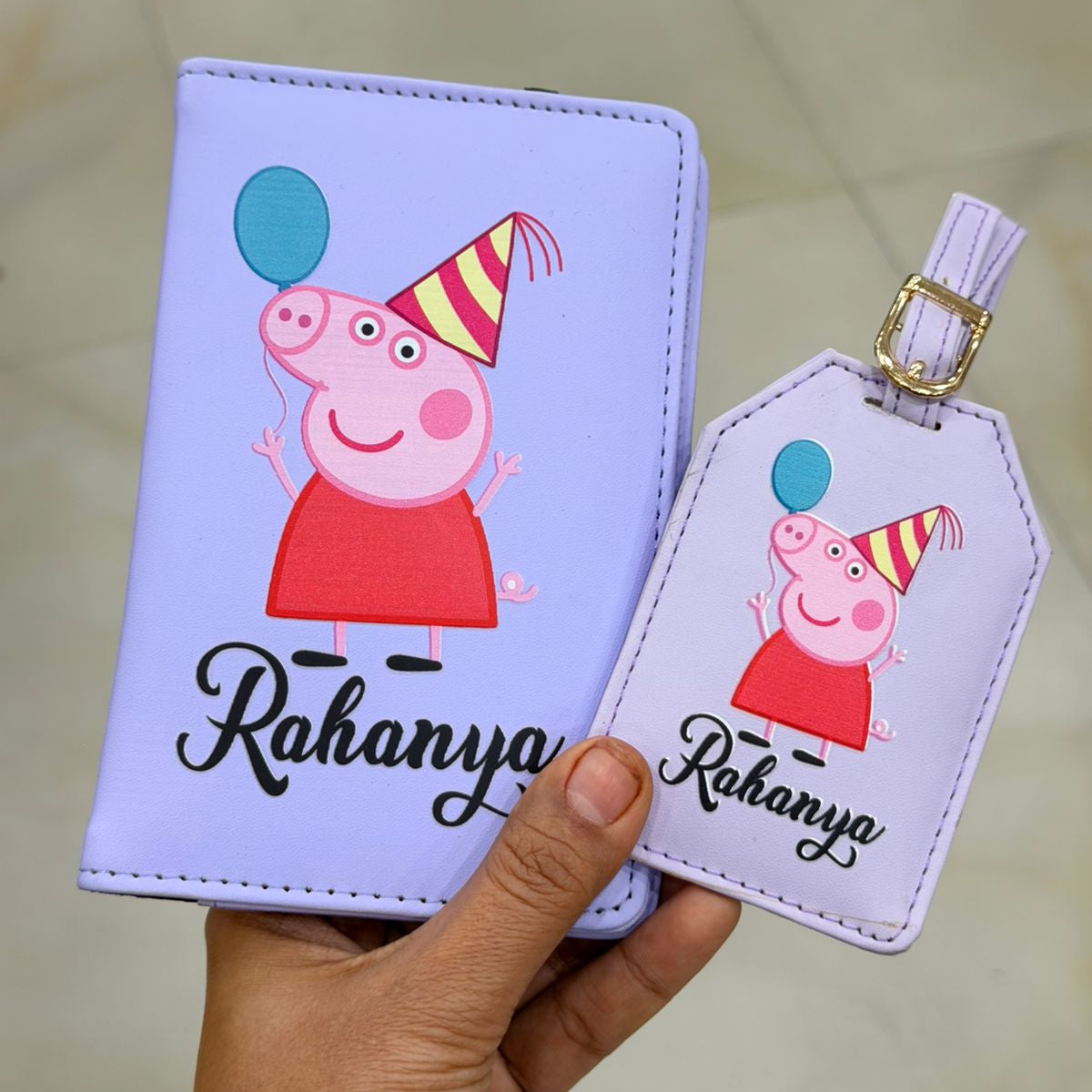 Peppa Pig theme Passport cover and Bag tag combo Peppa Pig theme Passport cover and Bag tag combo