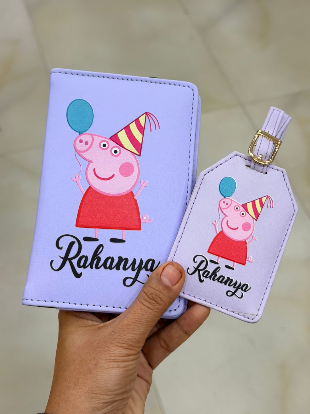 Peppa Pig theme Passport cover and Bag tag combo Peppa Pig theme Passport cover and Bag tag combo