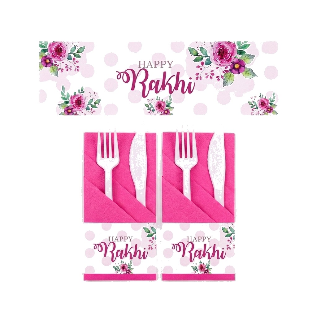 Pink and Green Floral Rakhi Napkin Rings