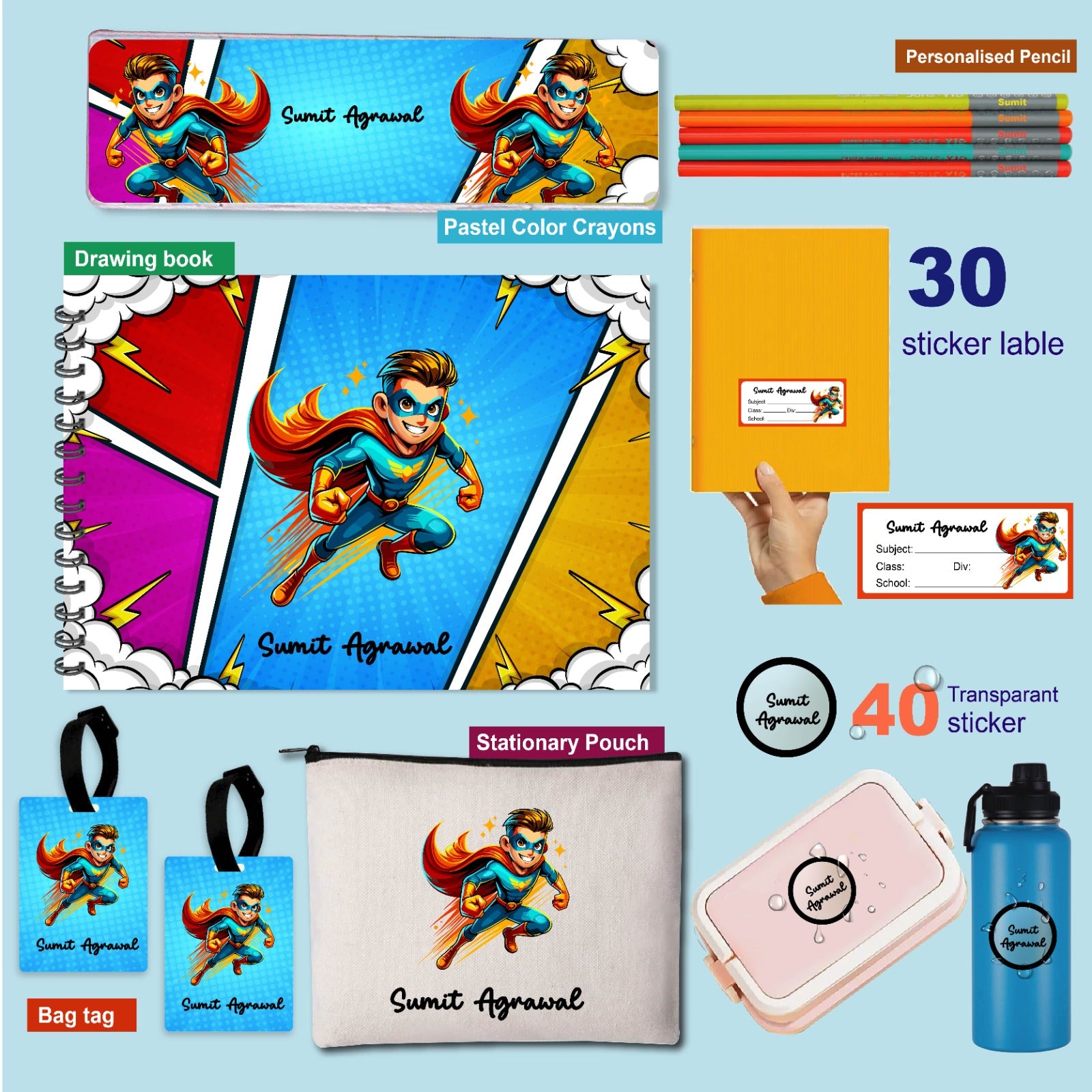 Personalised Back to School Essentials Combo for Boys Personalised Back to School Essentials Combo for Boys