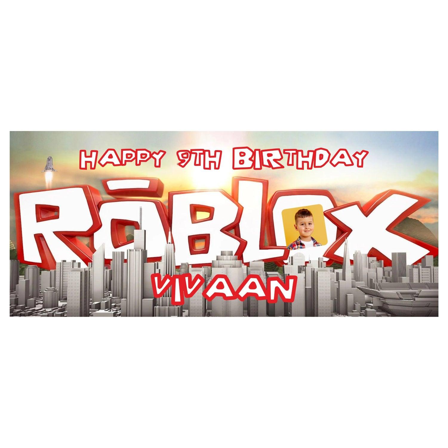 Personalized Roblox Theme Banner - 13 x 30 inch ALL PARTY SUPPLIES Pretty UR Party