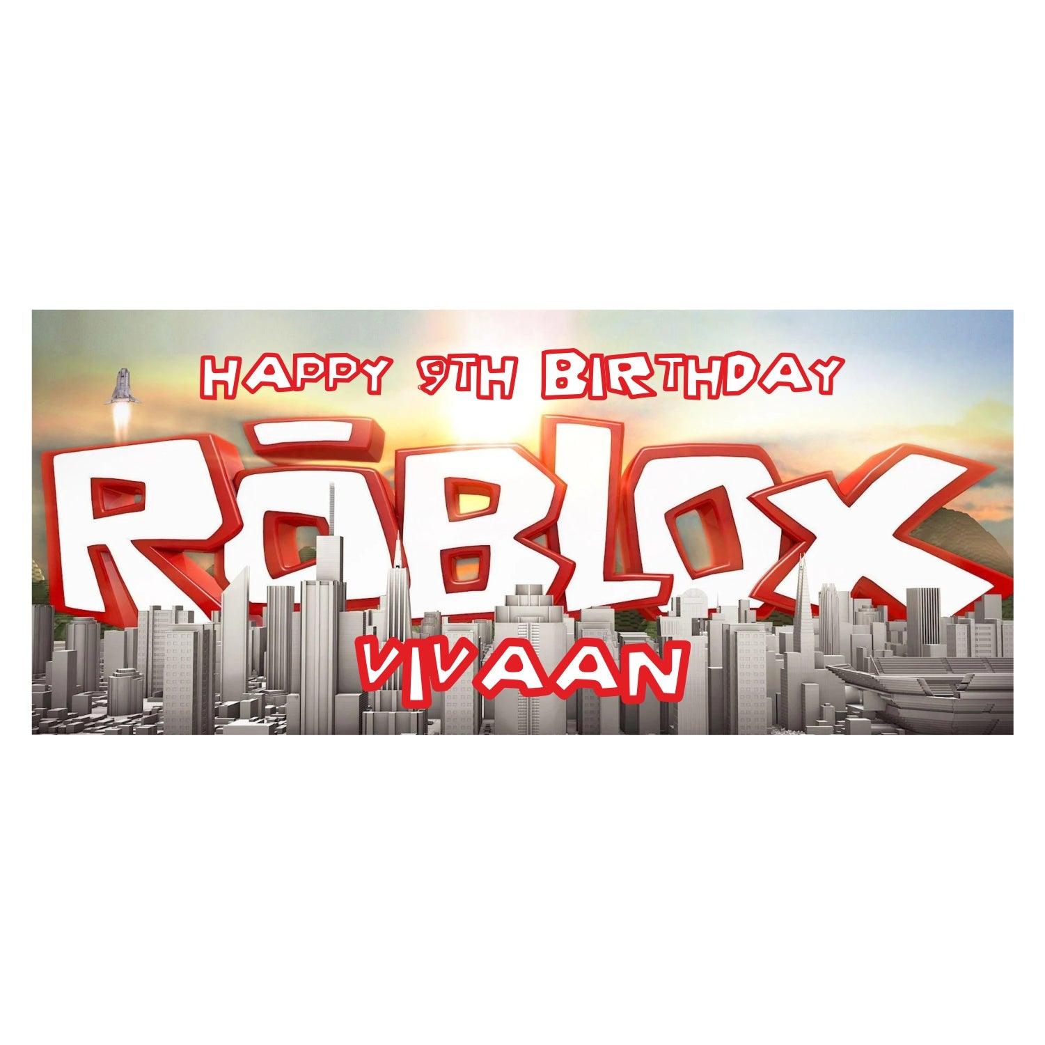 Personalized Roblox Theme Banner - 13 x 30 inch ALL PARTY SUPPLIES Pretty UR Party