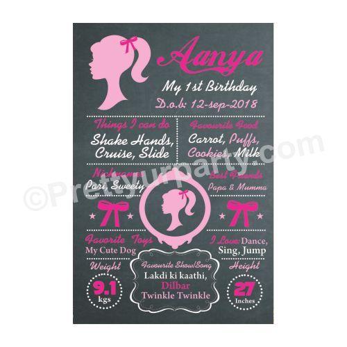 Barbie Theme Chalkboard Poster PERSONALISED Pretty UR Party