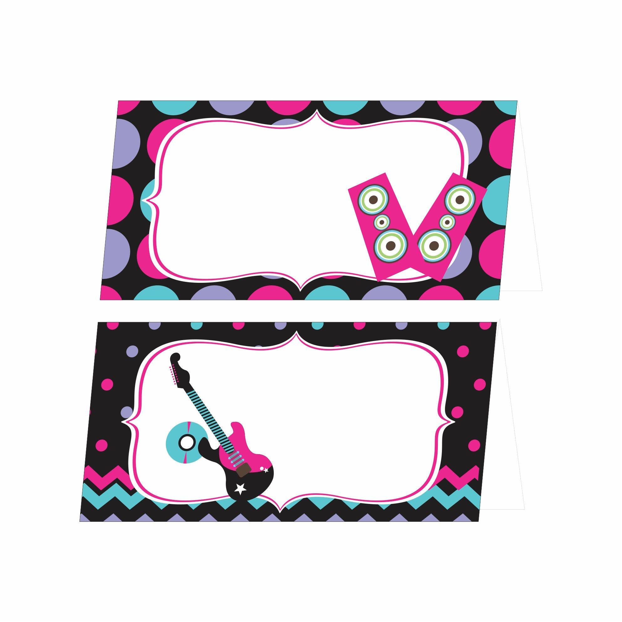 Girly Rockstar Theme Food Labels / Buffet Table Cards THEME PARTIES Pretty UR Party