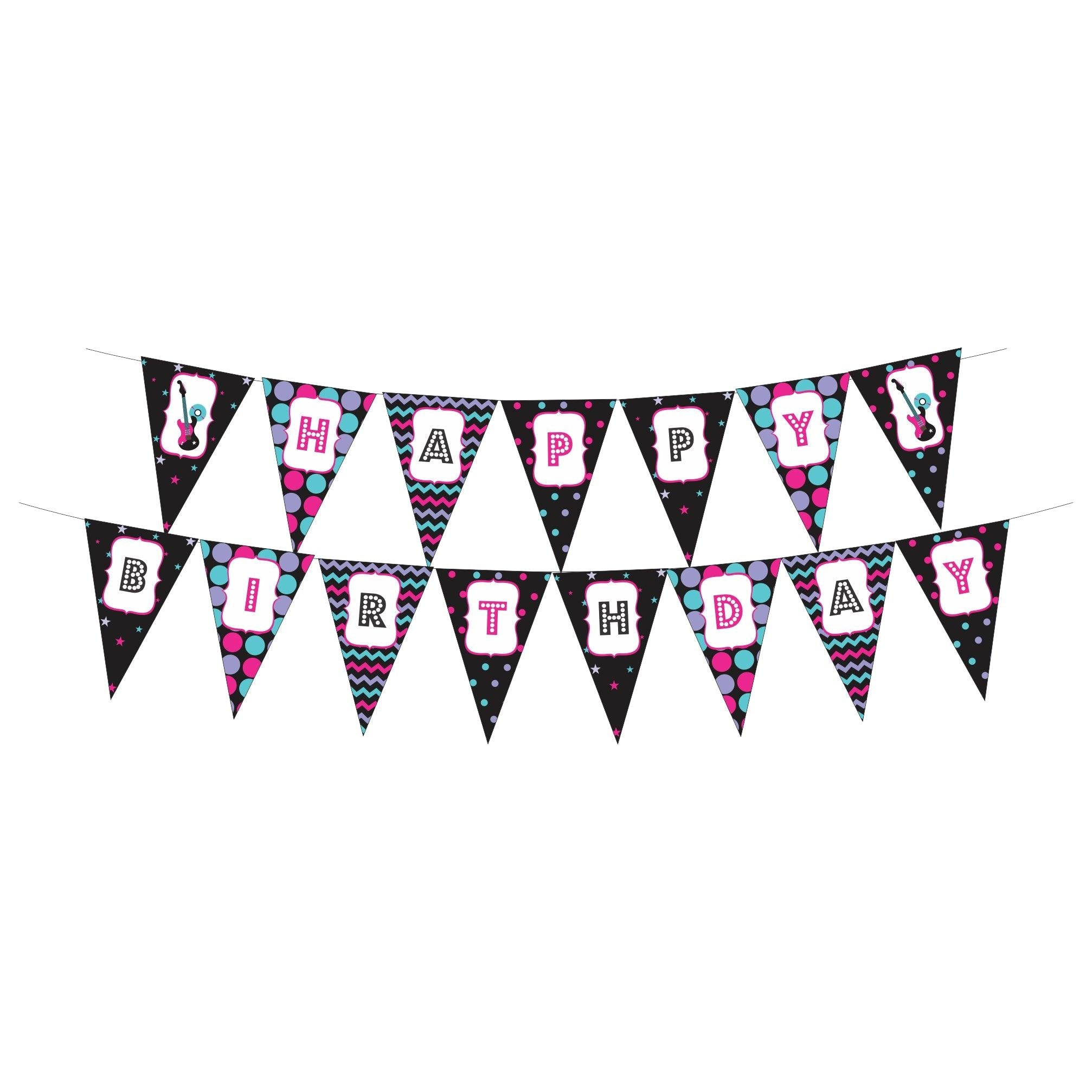 Girly Rockstar Theme Bunting BIRTHDAYS Pretty UR Party