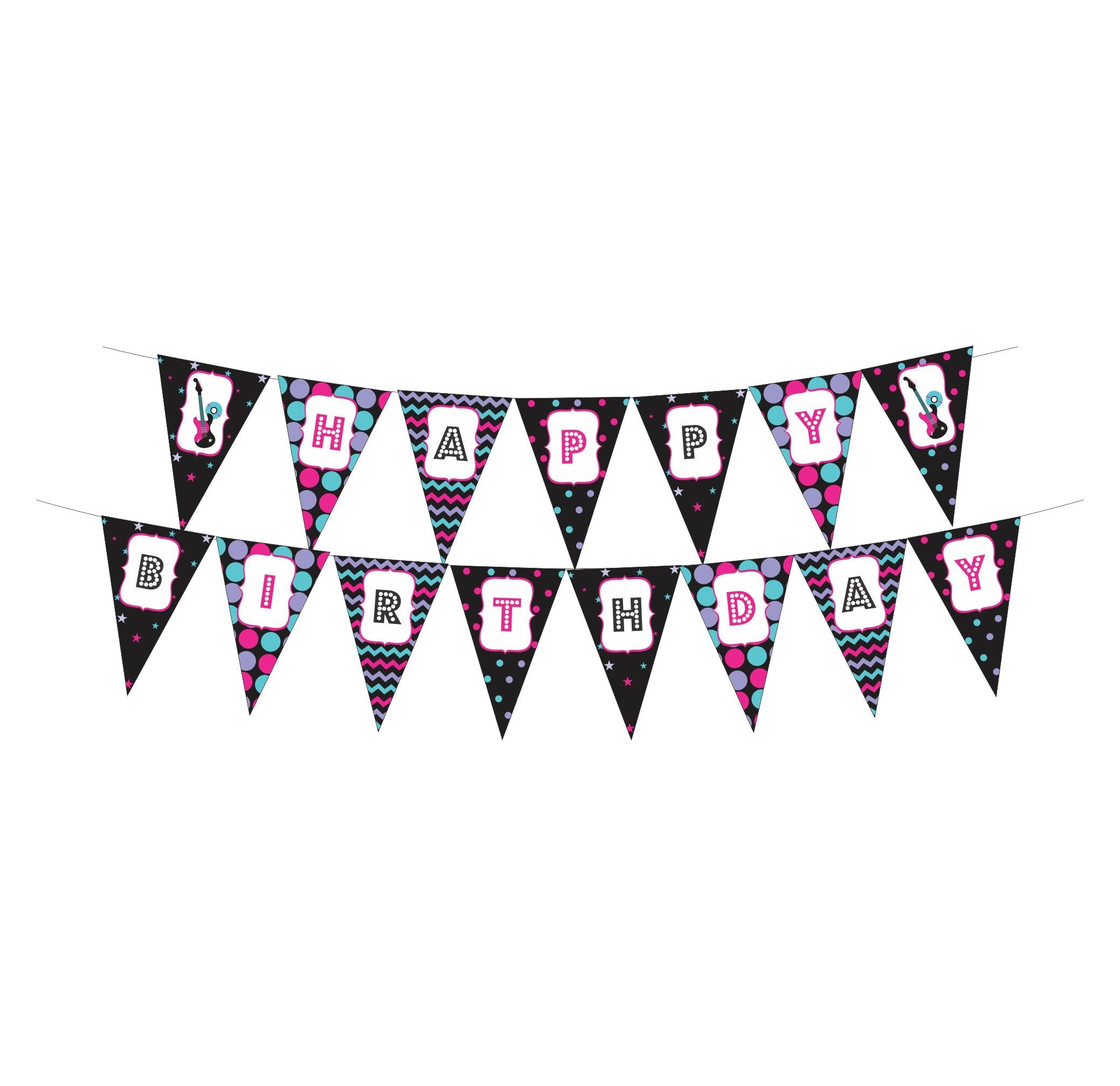 Girly Rockstar Theme Bunting BIRTHDAYS Pretty UR Party