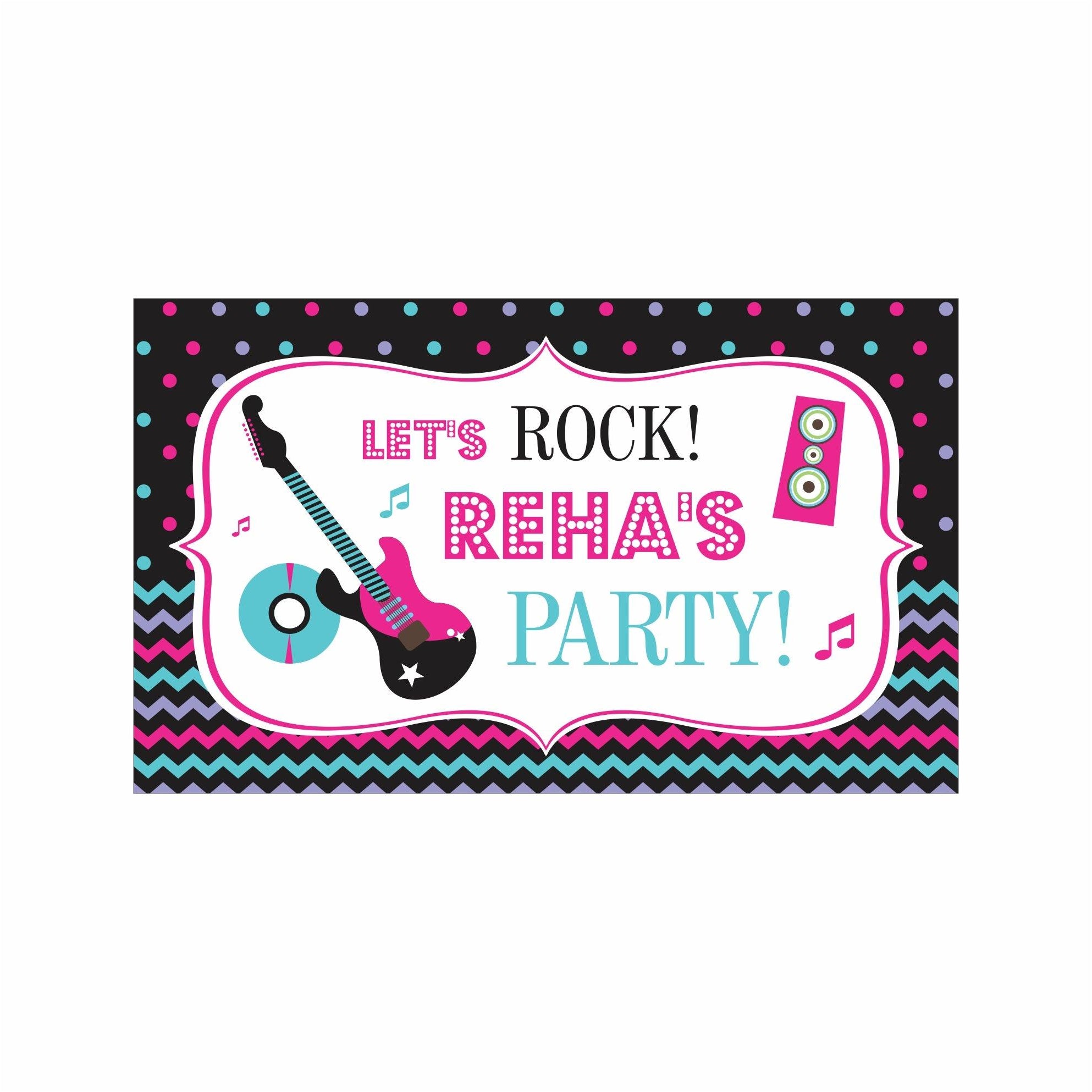 Girly Rockstar Theme Backdrop PERSONALISED Pretty UR Party