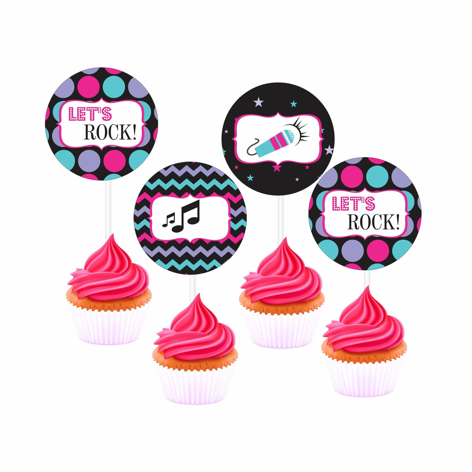 Girly Rockstar Theme Cupcake / Food Toppers THEME PARTIES Pretty UR Party
