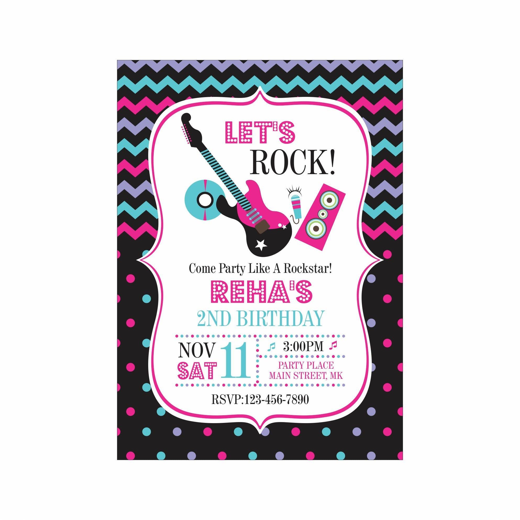 Girly Rockstar Theme Invitations ALL PARTY SUPPLIES Pretty UR Party