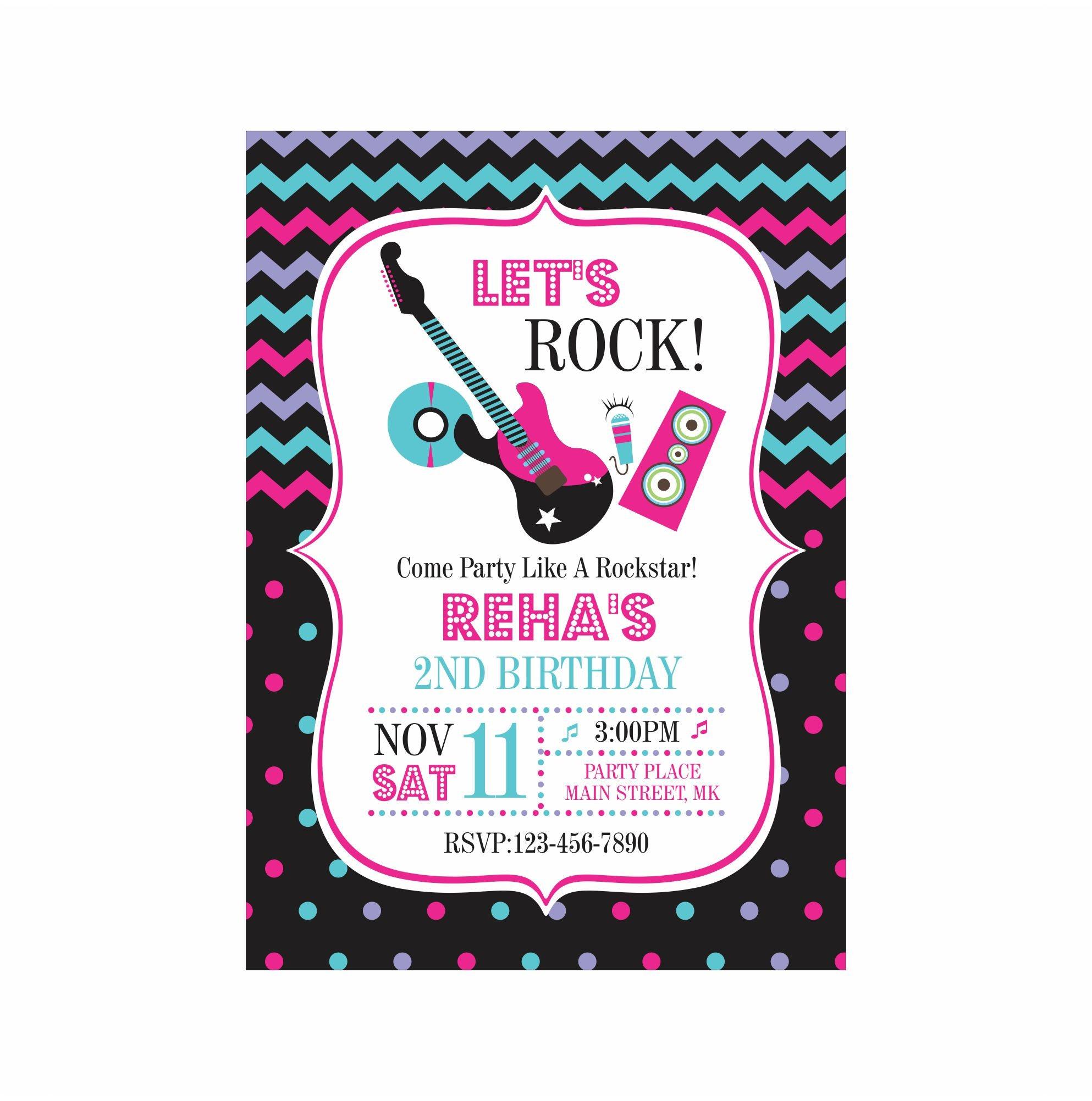 Girly Rockstar Theme Invitations ALL PARTY SUPPLIES Pretty UR Party