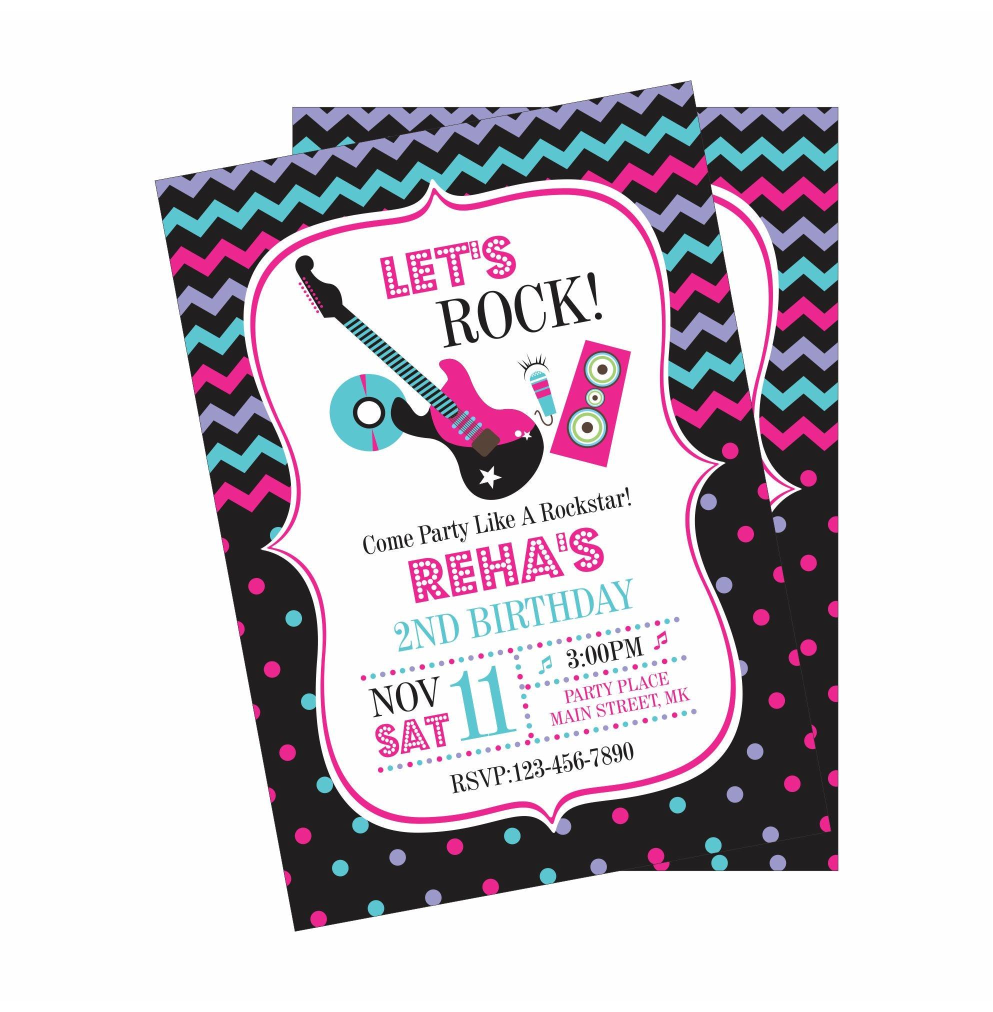 Girly Rockstar Theme Invitations ALL PARTY SUPPLIES Pretty UR Party