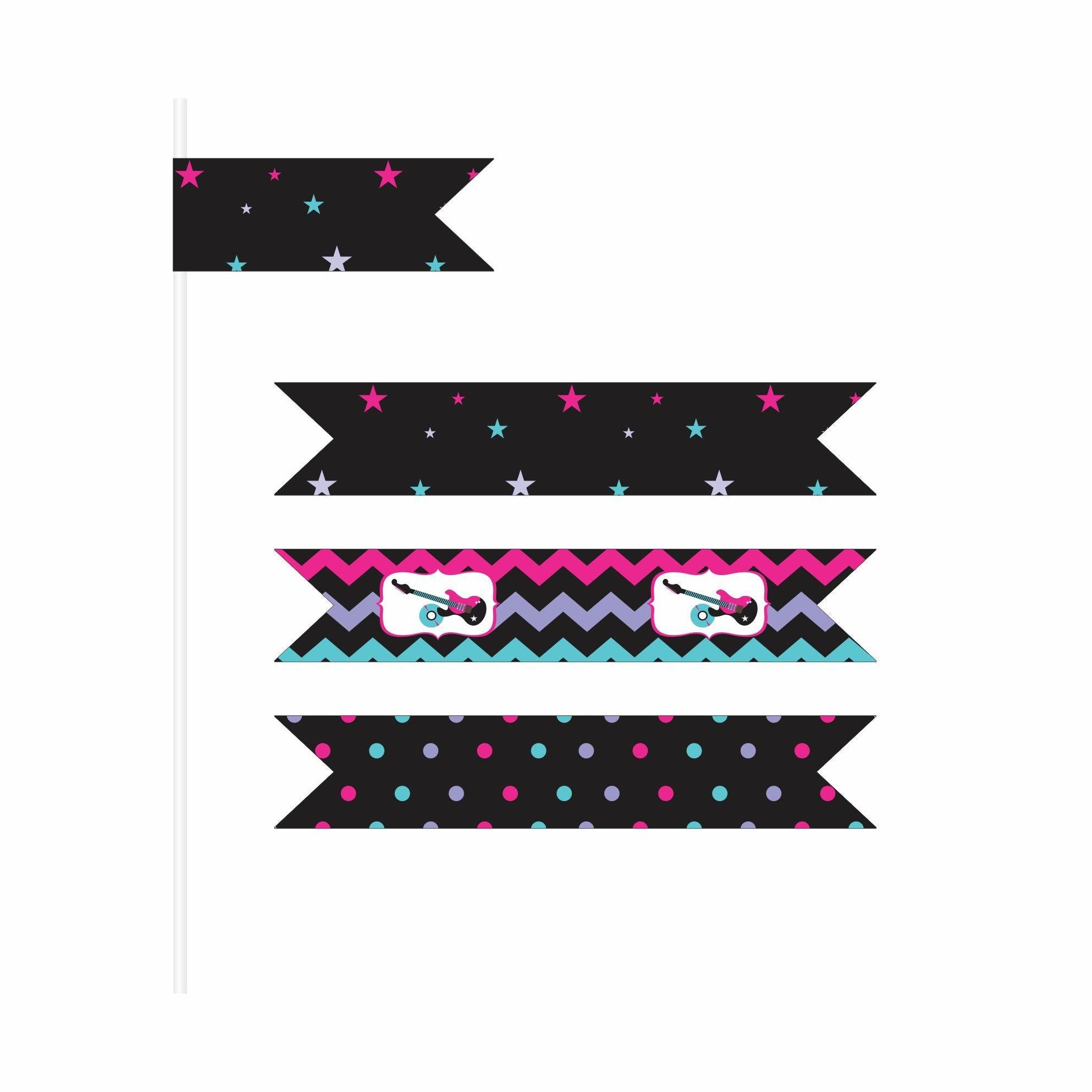 Girly Rockstar Theme Drink Straws THEME PARTIES Pretty UR Party