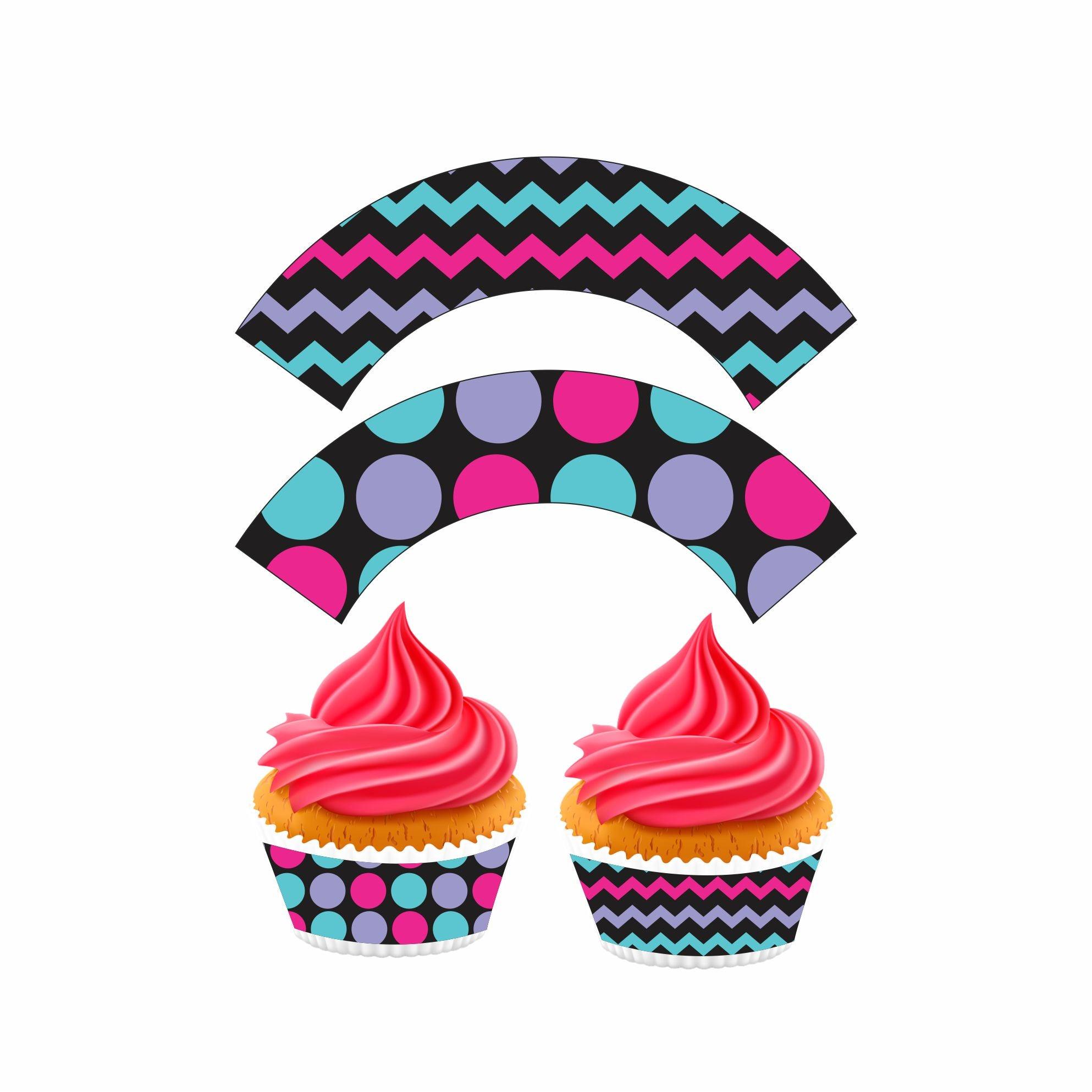 Girly Rockstar Theme Cupcake Wrappers THEME PARTIES Pretty UR Party