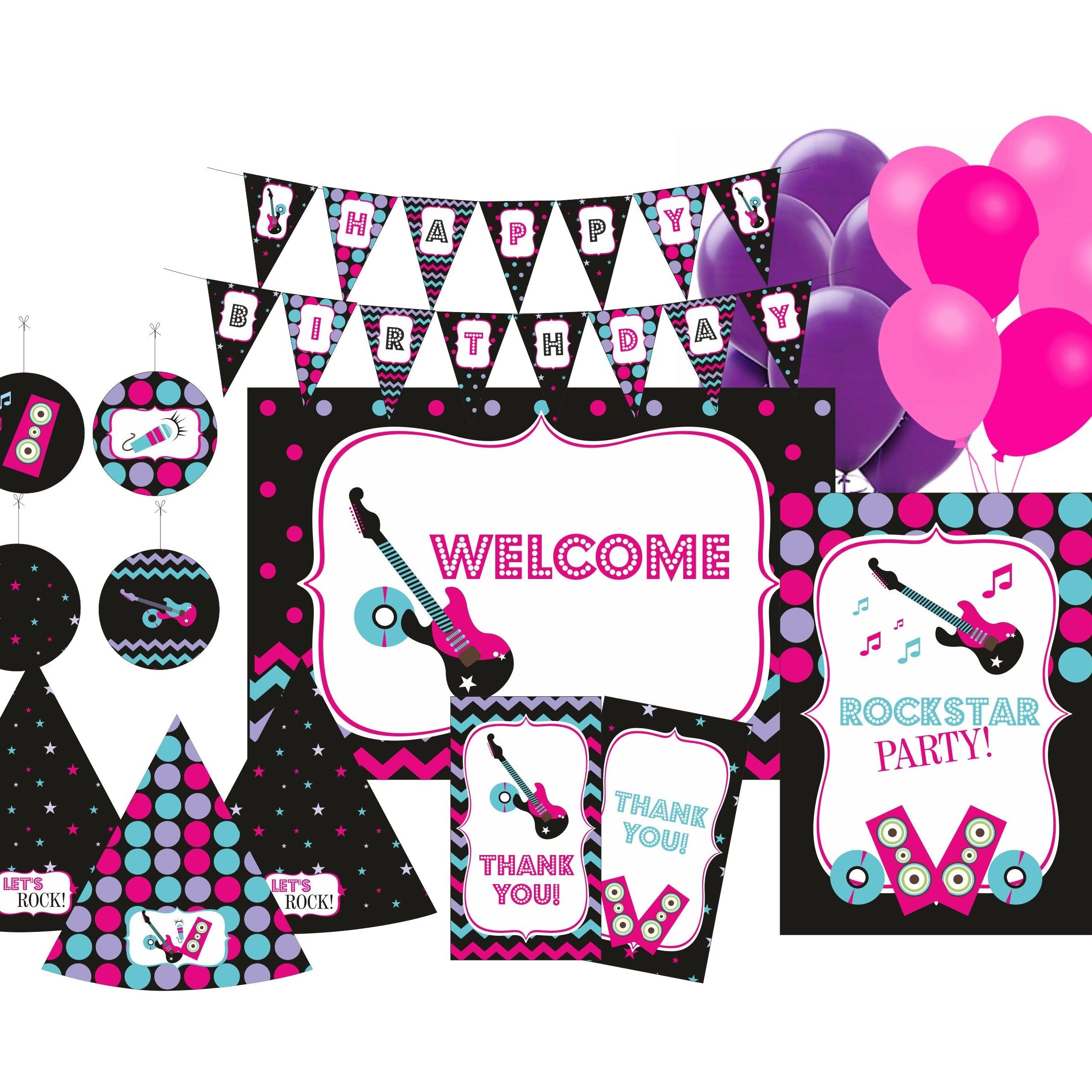Girly Rockstar Party Decorations Kit - 80 Pieces Combo Pack BIRTHDAYS Pretty UR Party