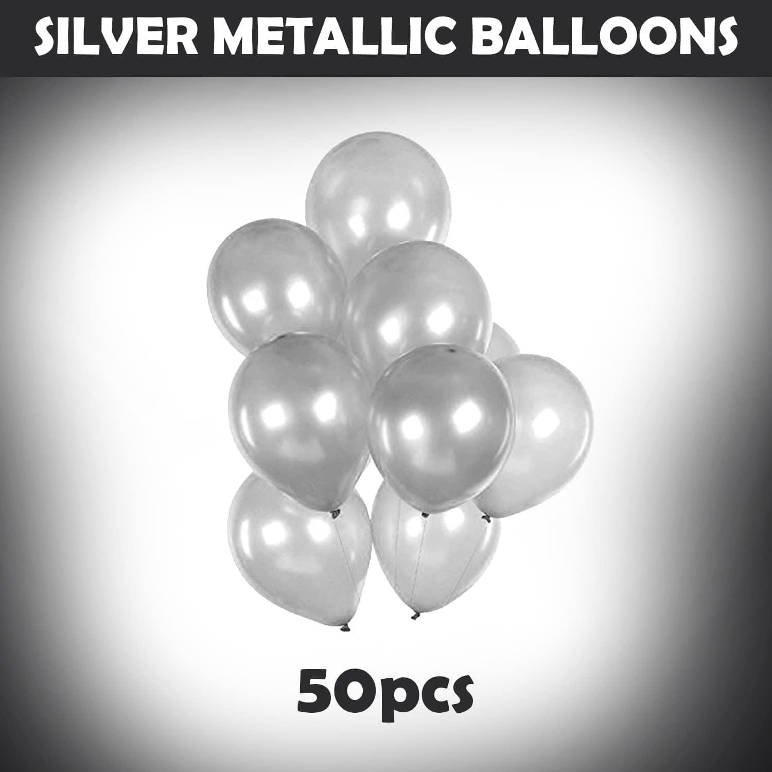 Silver Metallic Latex Balloon - Pack of 50 DECORATIONS Pretty UR Party