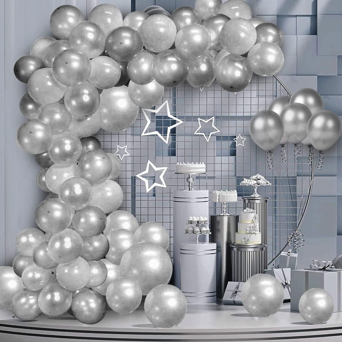Silver Metallic Latex Balloon - Pack of 50 DECORATIONS Pretty UR Party