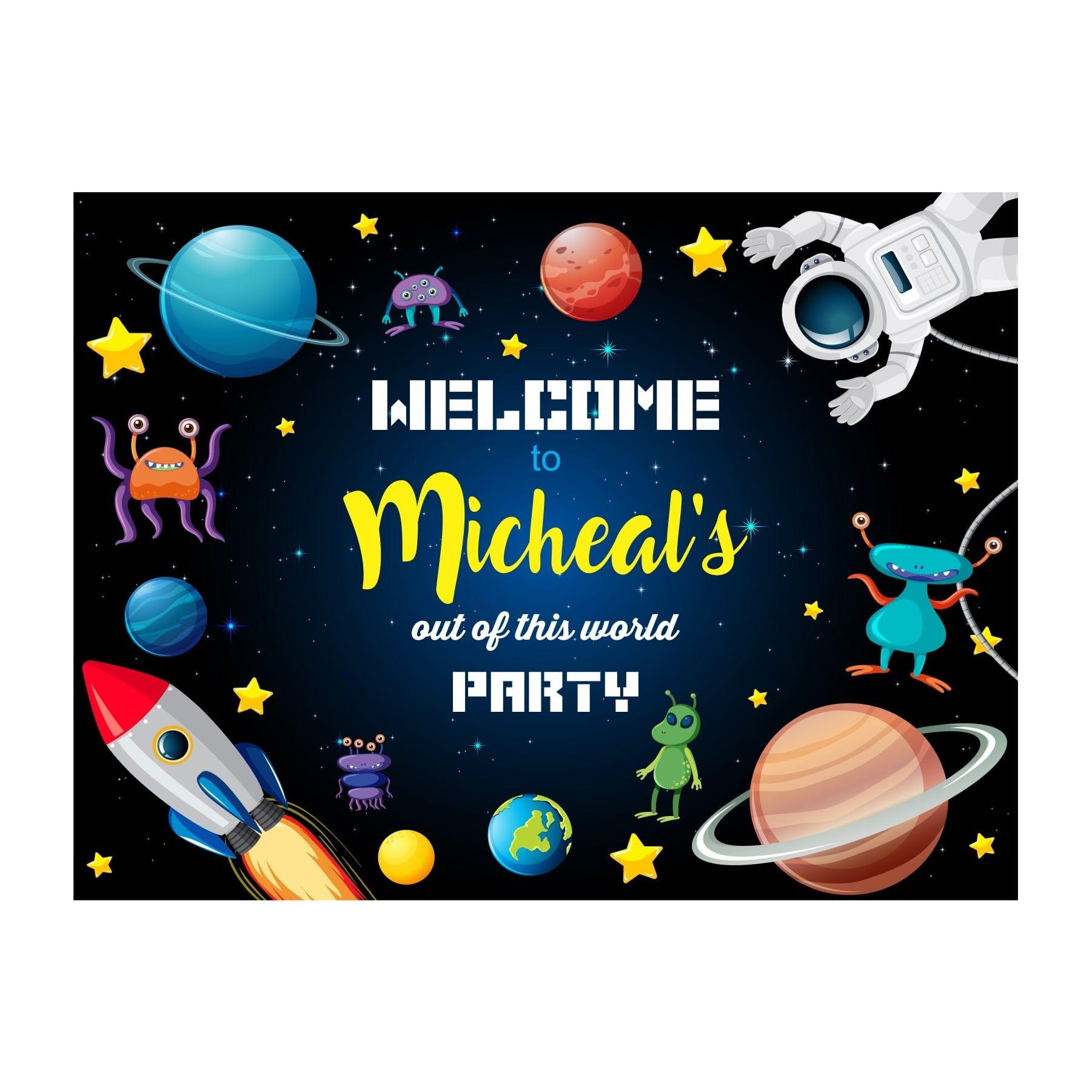 Space theme Welcome Board THEME PARTIES Pretty UR Party