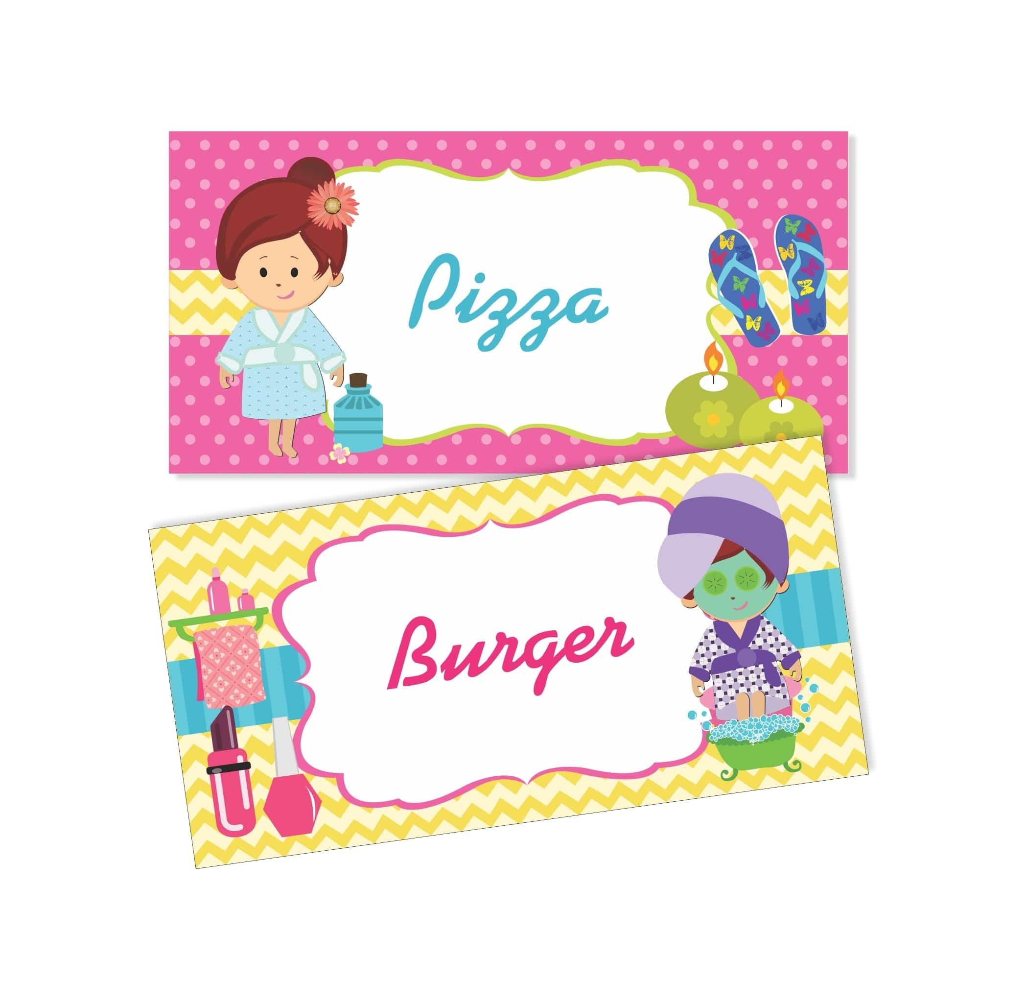 Spa Labels / Buffet Table Cards THEME PARTIES Pretty UR Party