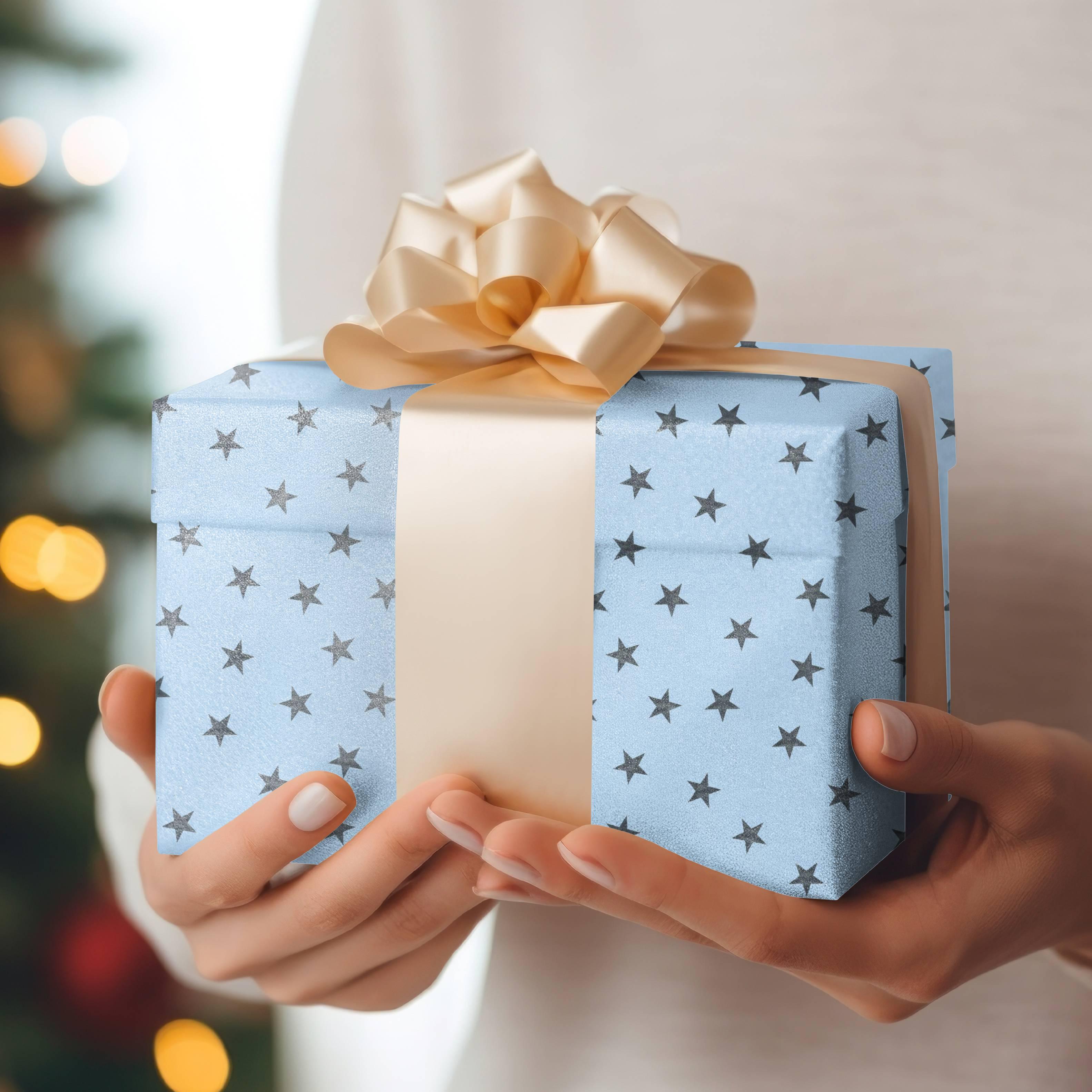 Blue and silver stars Wrapping paper (pack of 5) RETURN GIFTS Pretty UR Party