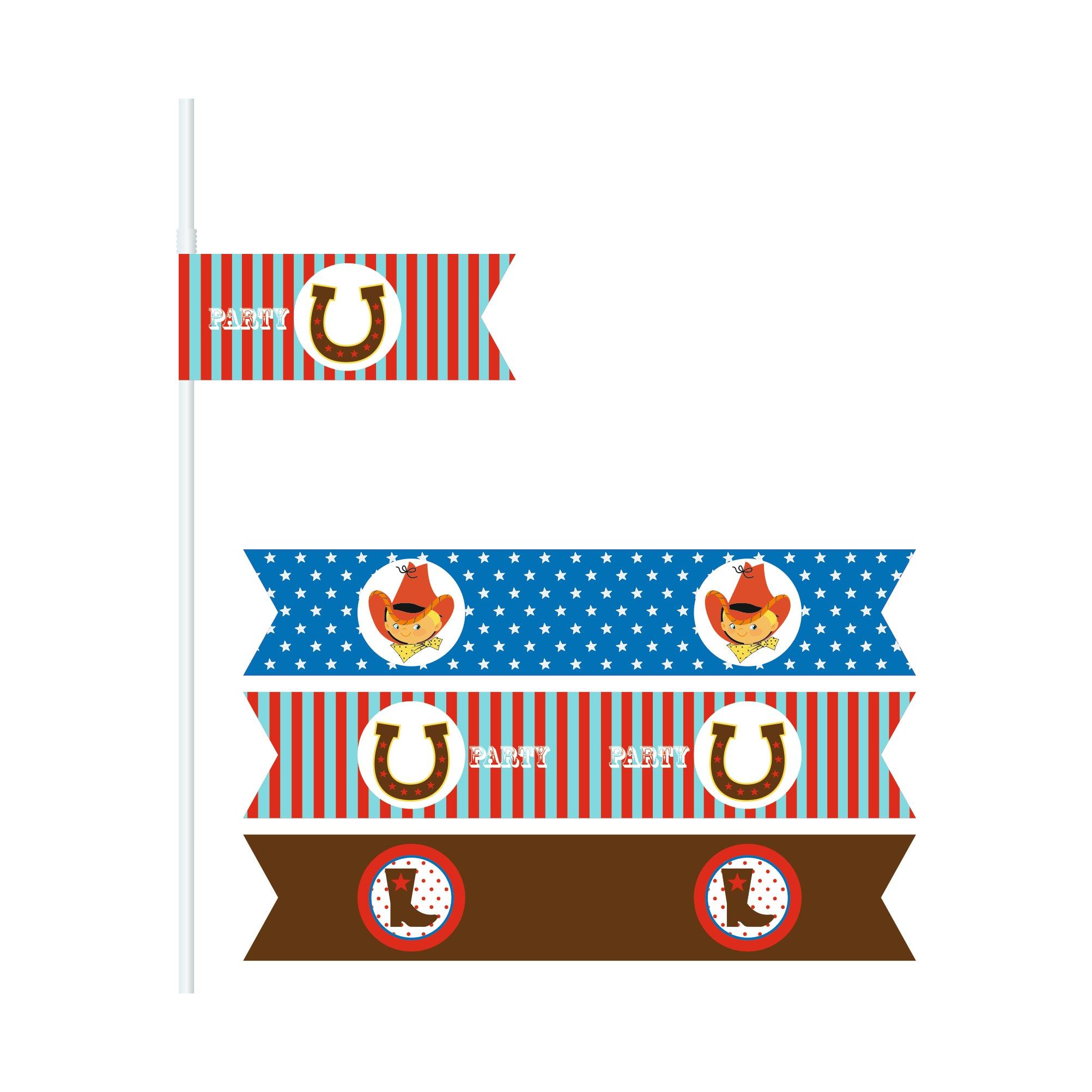 Little Cowboy Theme Drink Straws THEME PARTIES Pretty UR Party