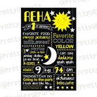 Sun and Moon Chalkboard Poster PERSONALISED Pretty UR Party