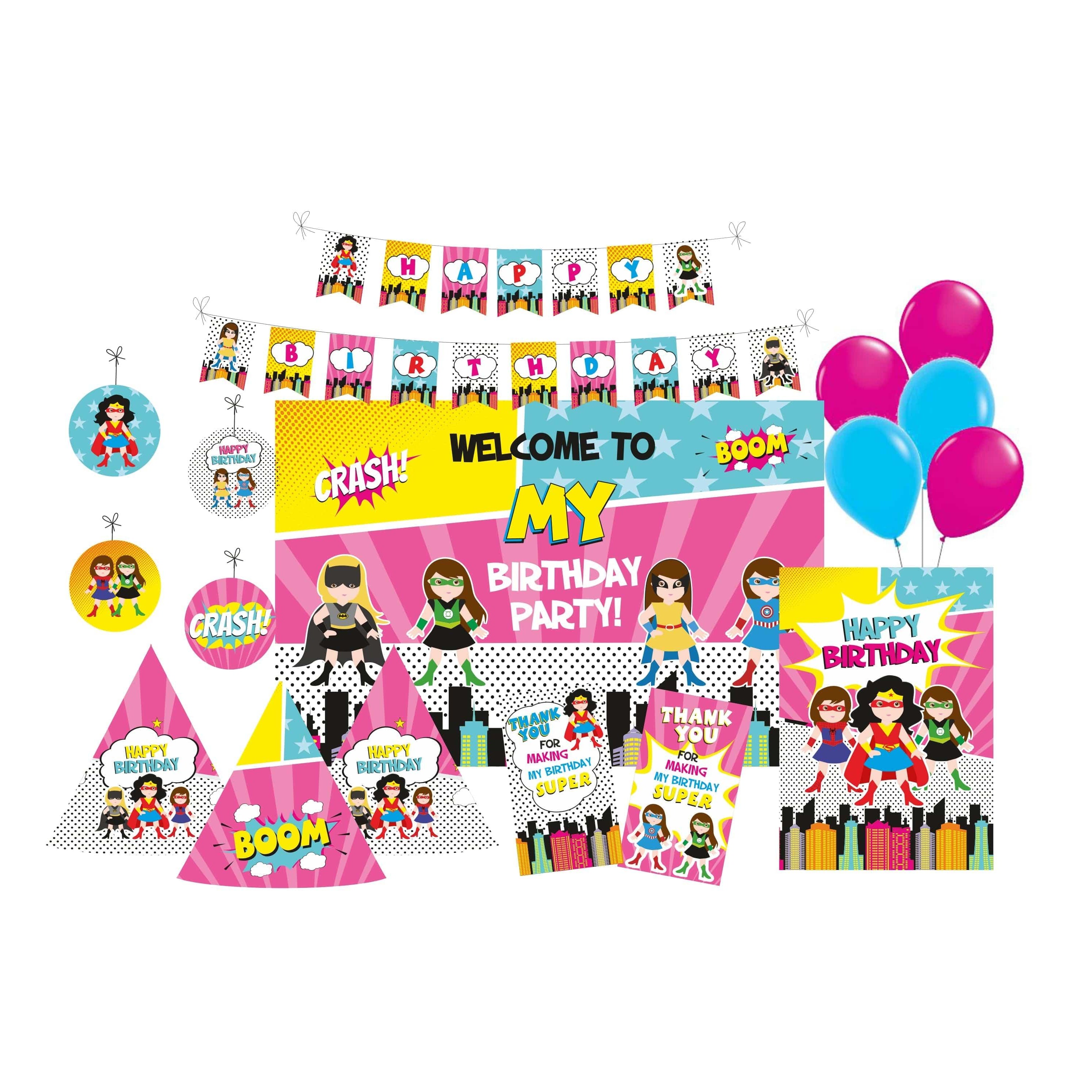 Supergirl Party Decorations Kit - 80 pieces Combo Pack BIRTHDAYS Pretty UR Party