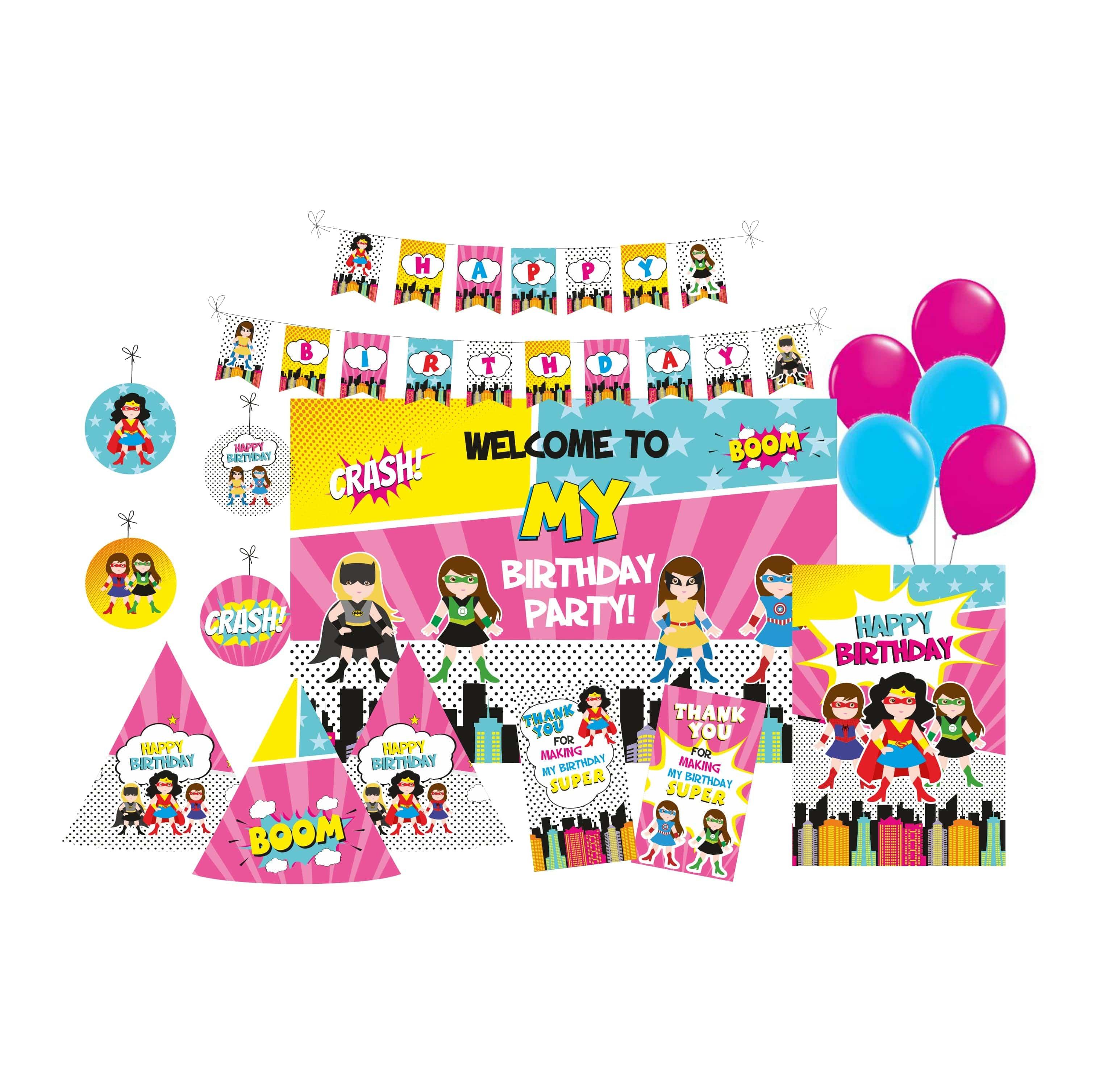 Supergirl Party Decorations Kit - 80 pieces Combo Pack BIRTHDAYS Pretty UR Party