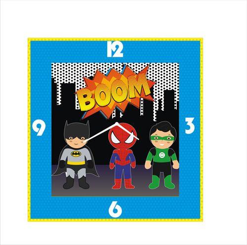 Personalised Super Hero Clock THEME PARTIES Pretty UR Party