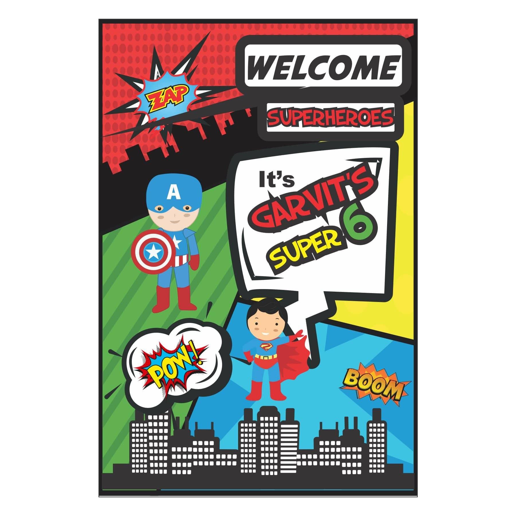 Superhero Welcome Board THEME PARTIES Pretty UR Party