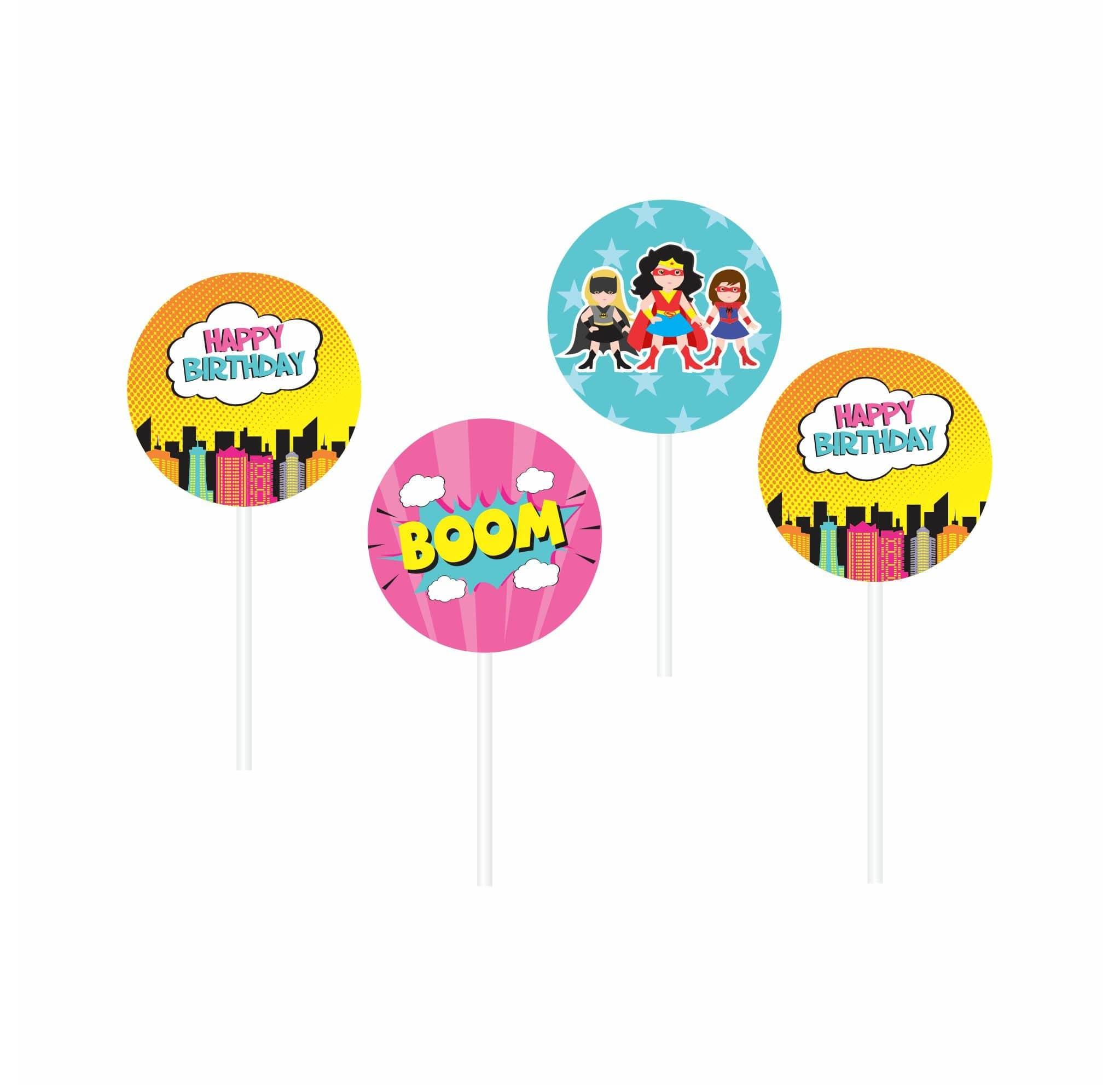 Supergirl Theme Cupcake Toppers THEME PARTIES Pretty UR Party