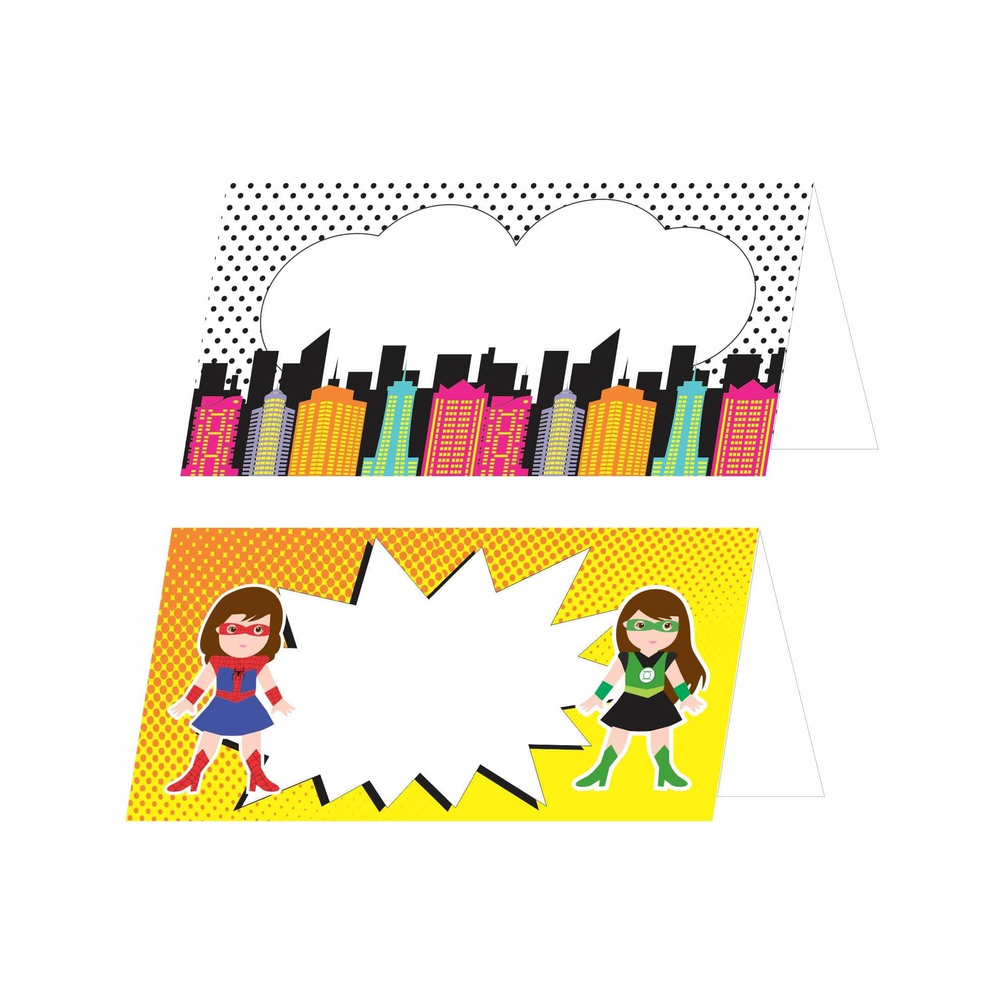 Supergirl Theme Food Labels / Buffet Table Cards THEME PARTIES Pretty UR Party