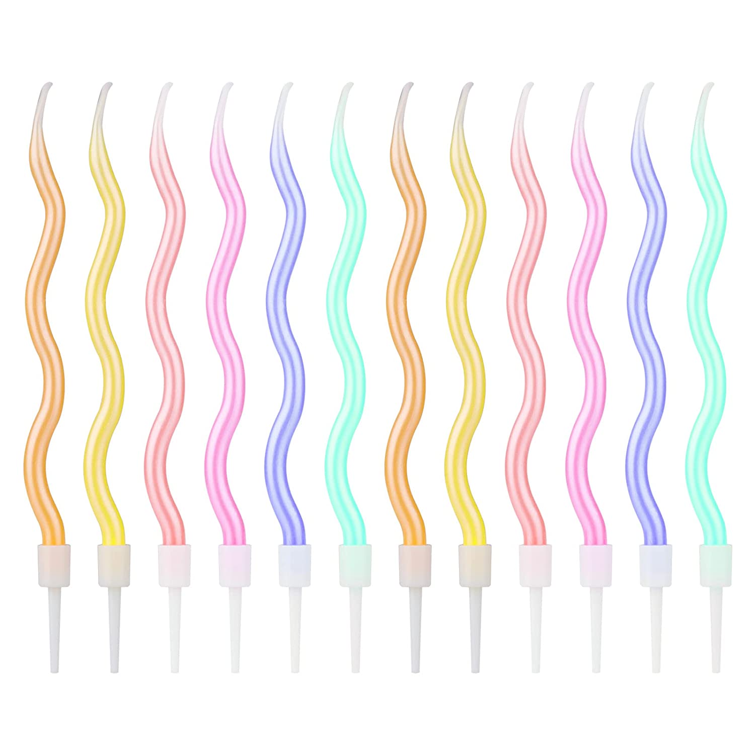 Pastel Rainbow Curvy Candles - Pack of 6 THEME PARTIES Pretty UR Party