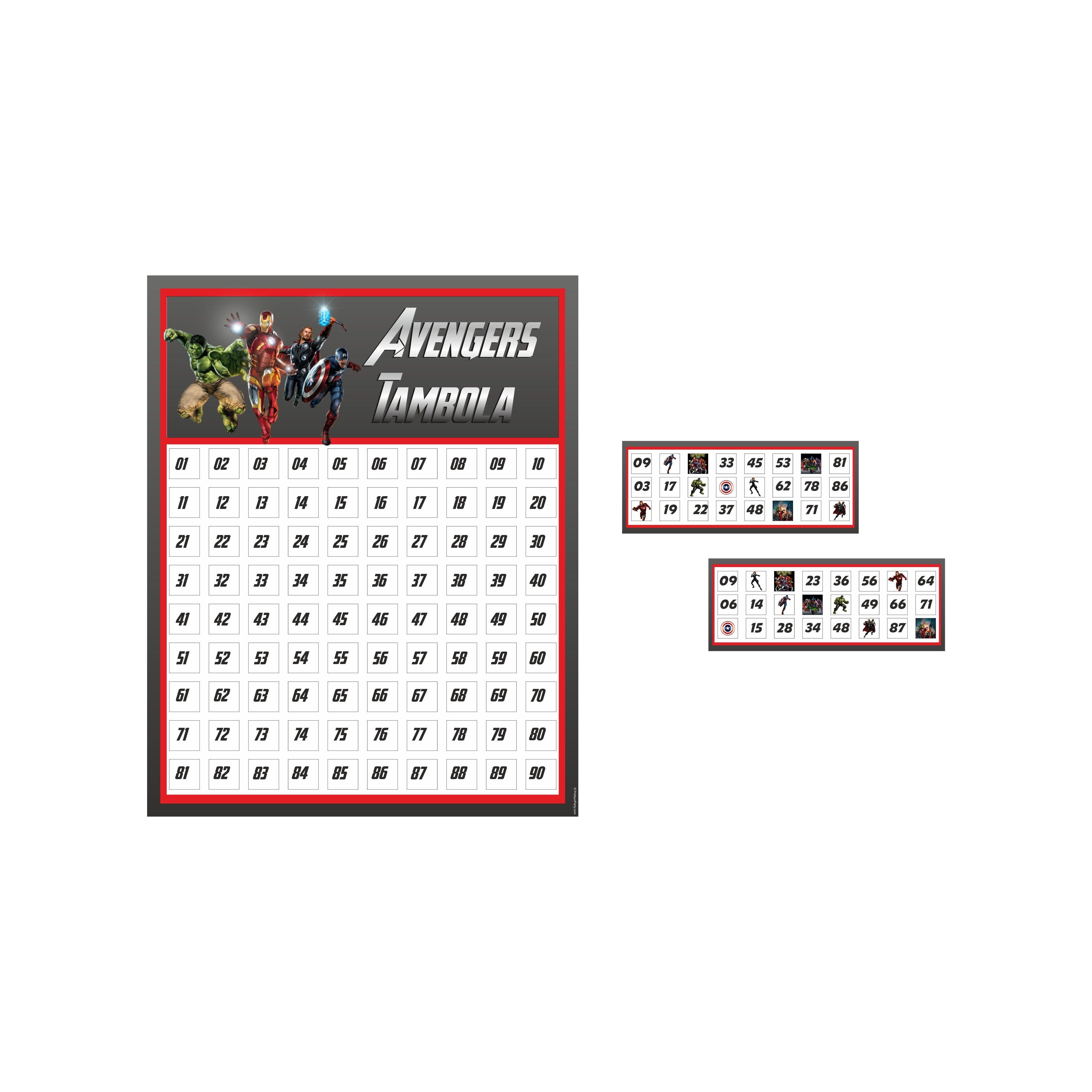 Avengers Tambola Game ALL PARTY SUPPLIES Pretty UR Party