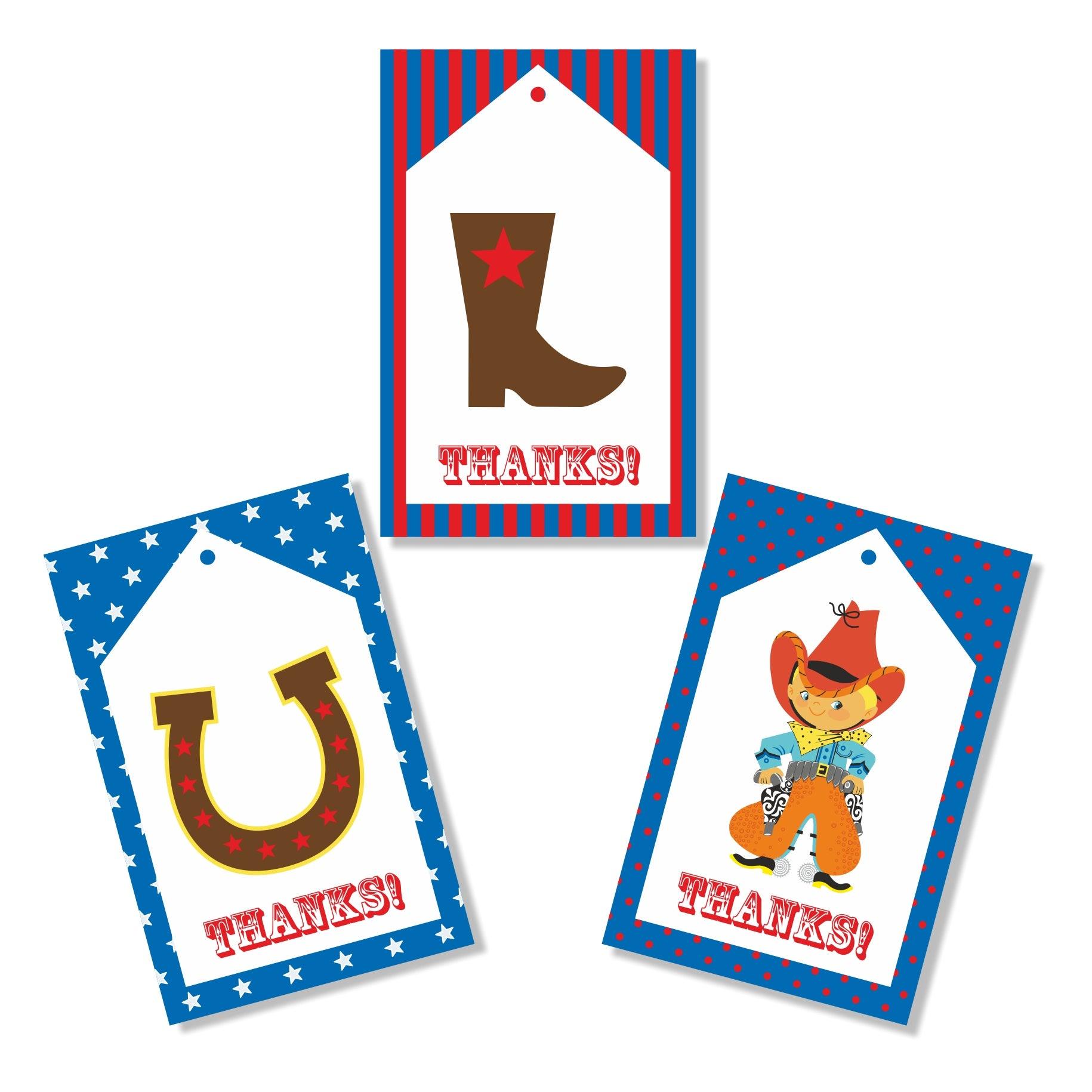 Little Cowboy Theme Thank you Tags THEME PARTIES Pretty UR Party