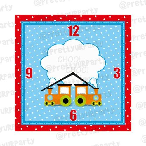 Personalised Train Clock THEME PARTIES Pretty UR Party